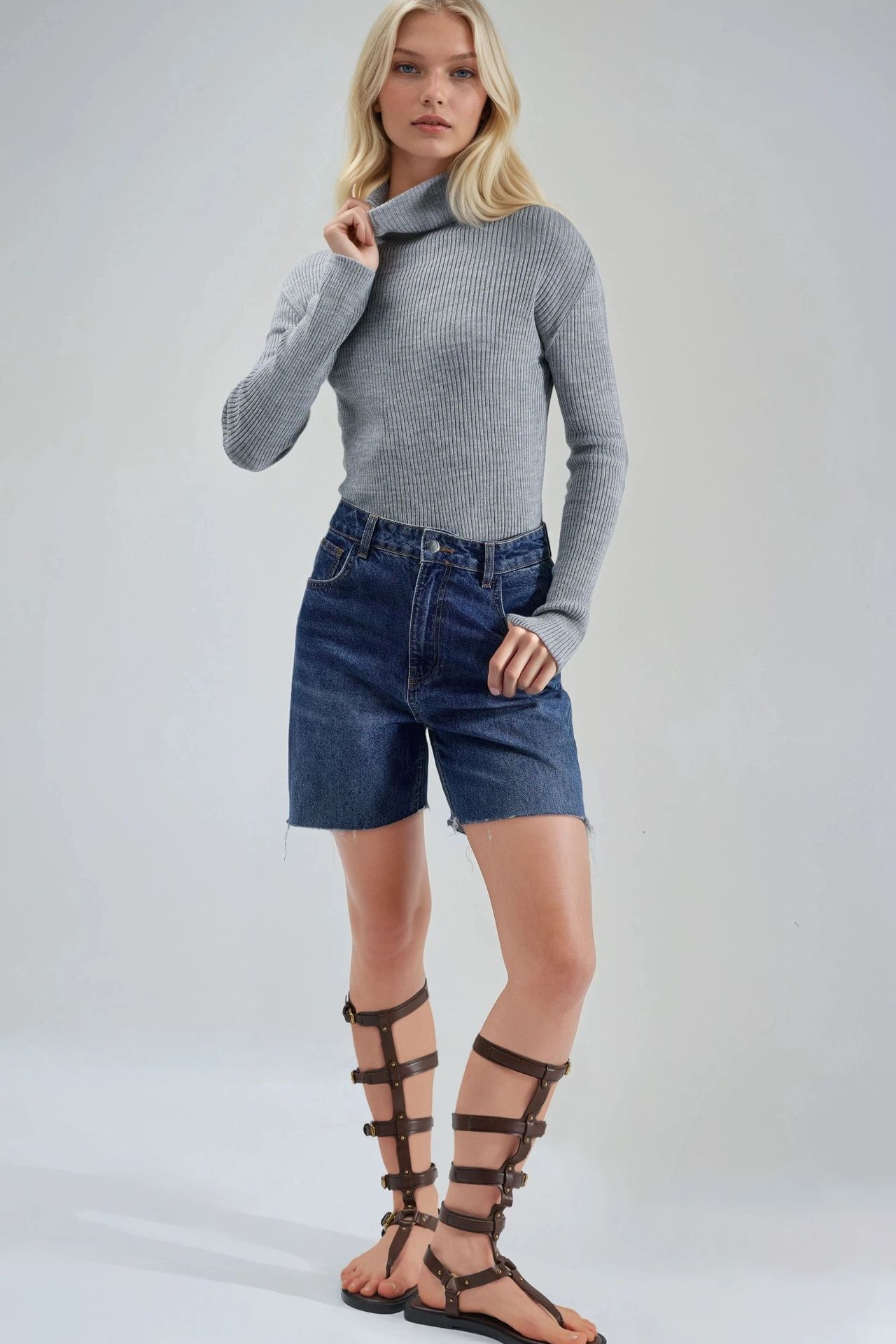 MY FASHION Fitted Textured Turtleneck Sweater 5
