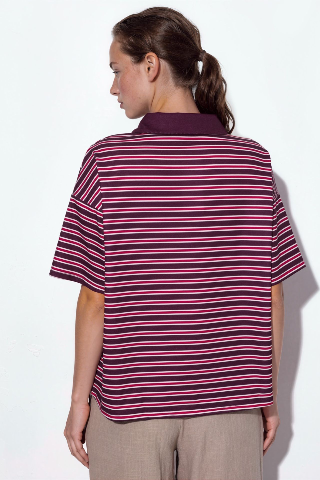 Striped Oversized Fit Polo T-Shirt 3