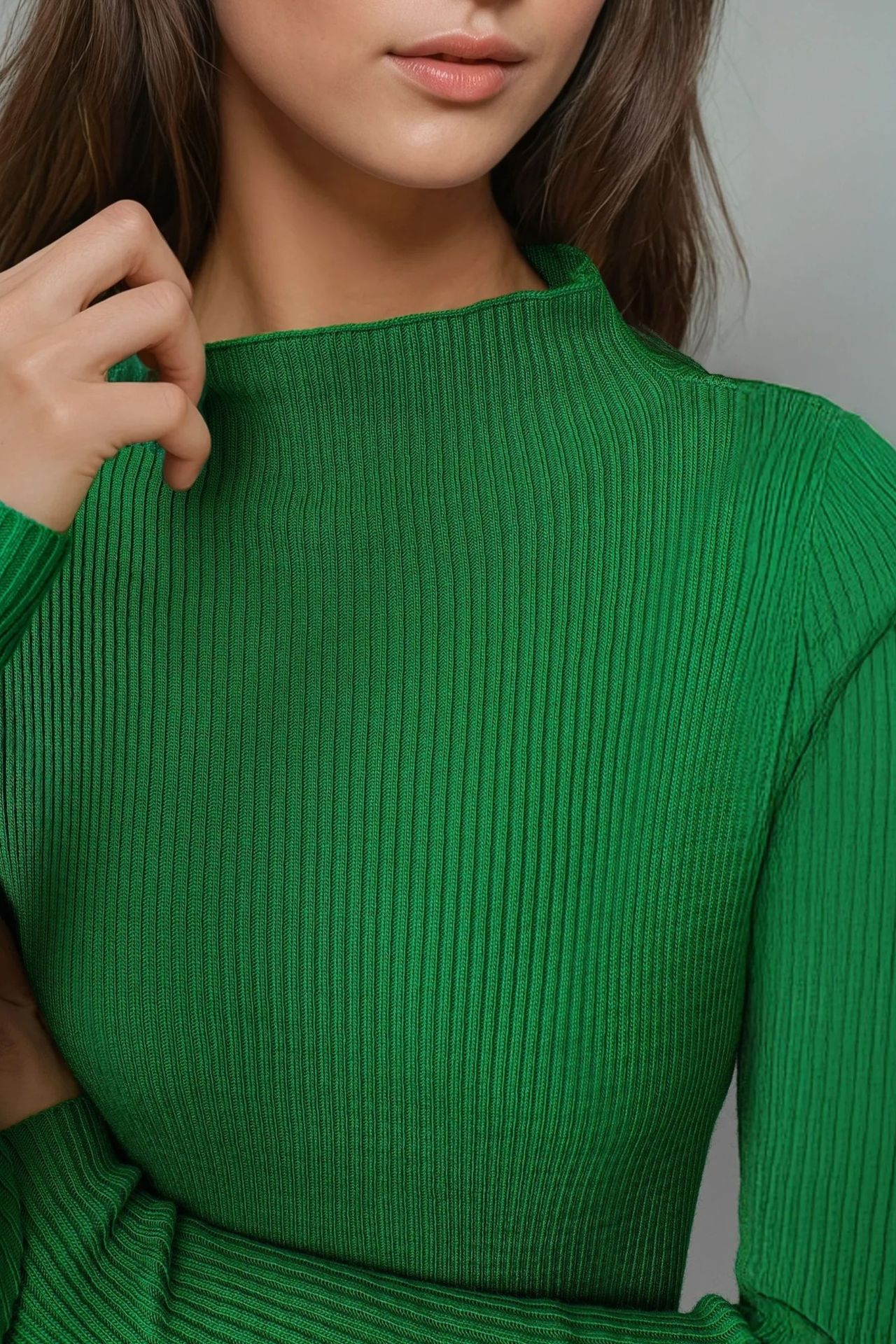 MY FASHION Ribbed Half Turtleneck Bodycon Knit Dress 5