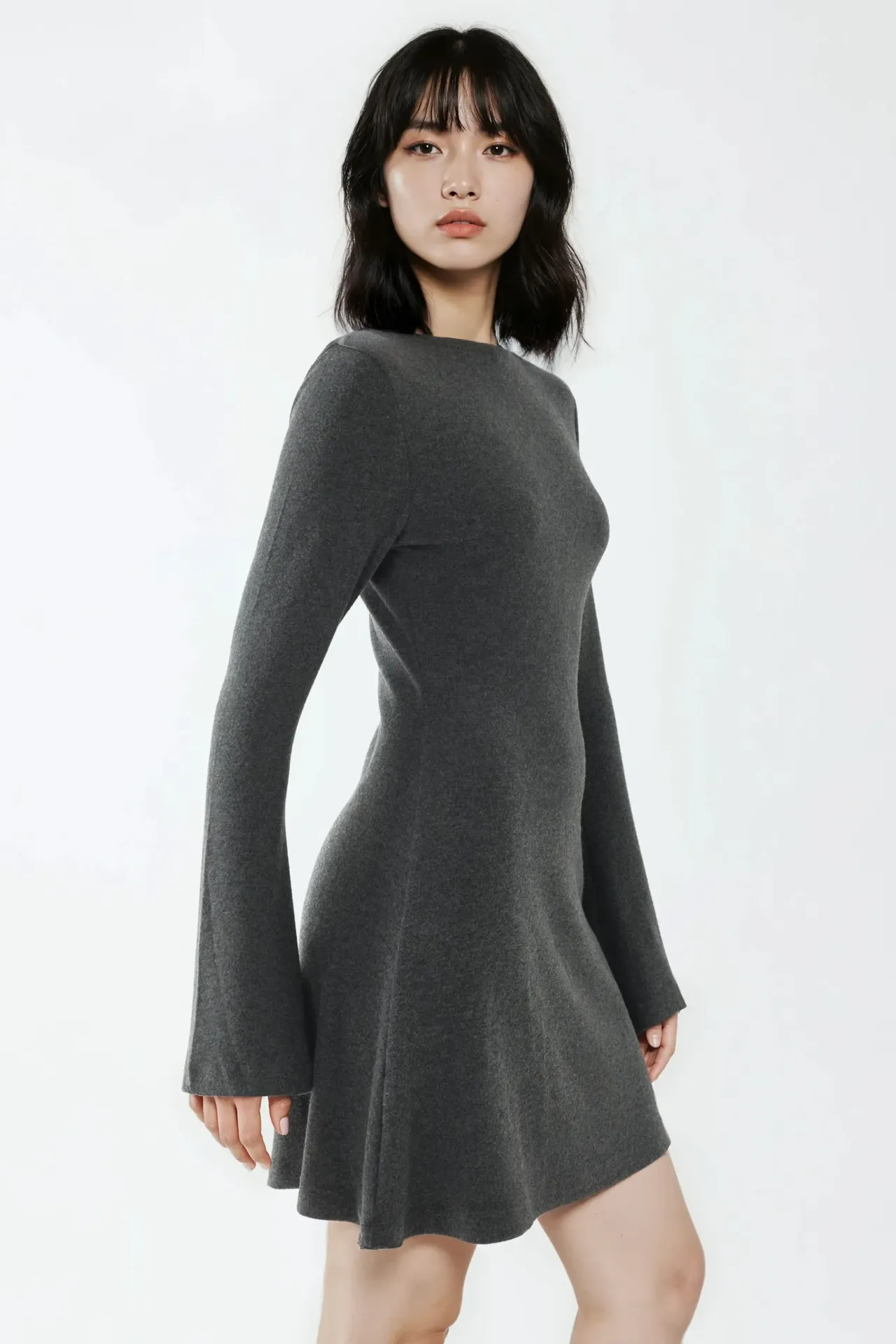 Textured Boat Neck Mini Dress 3