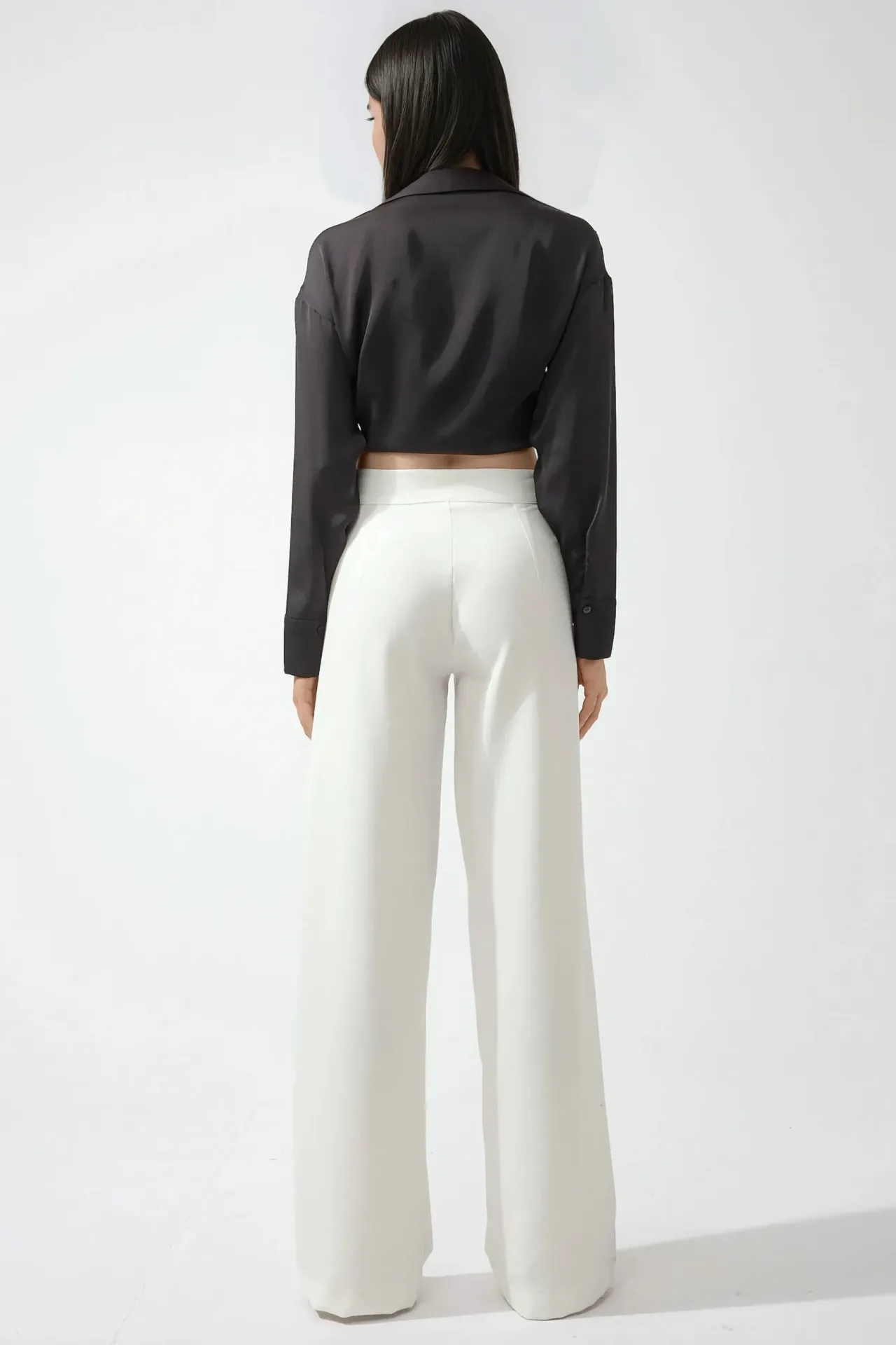 Normal Waist Pleated Palazzo Pants