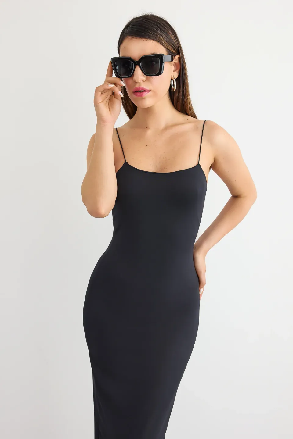 Sleeveless Spaghetti-Strap Bodycon Maxi Dress