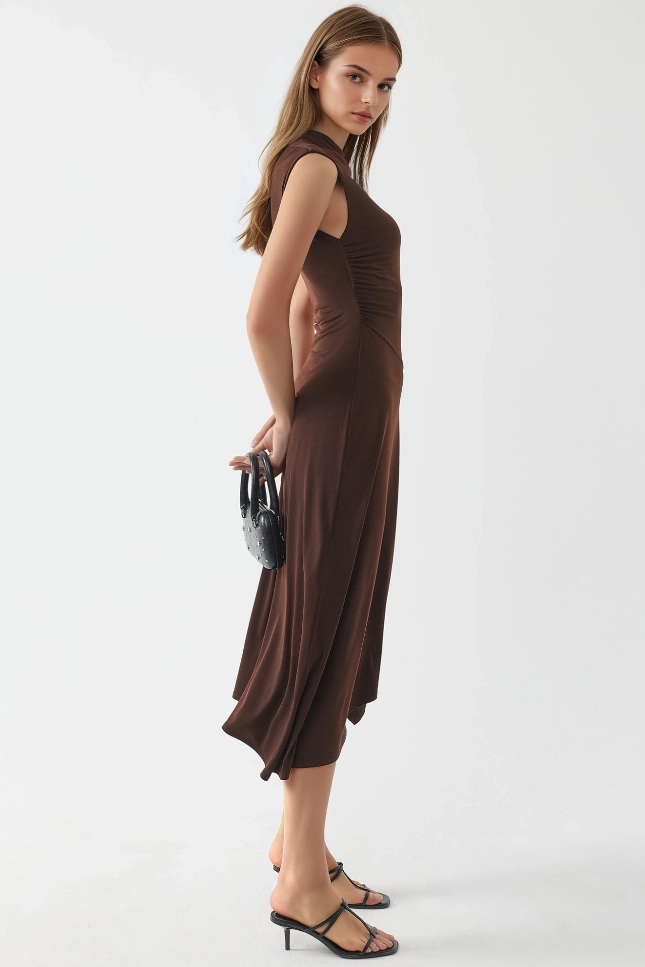 BUSEM Accessory Detailed Asymmetrical Midi Dress 4