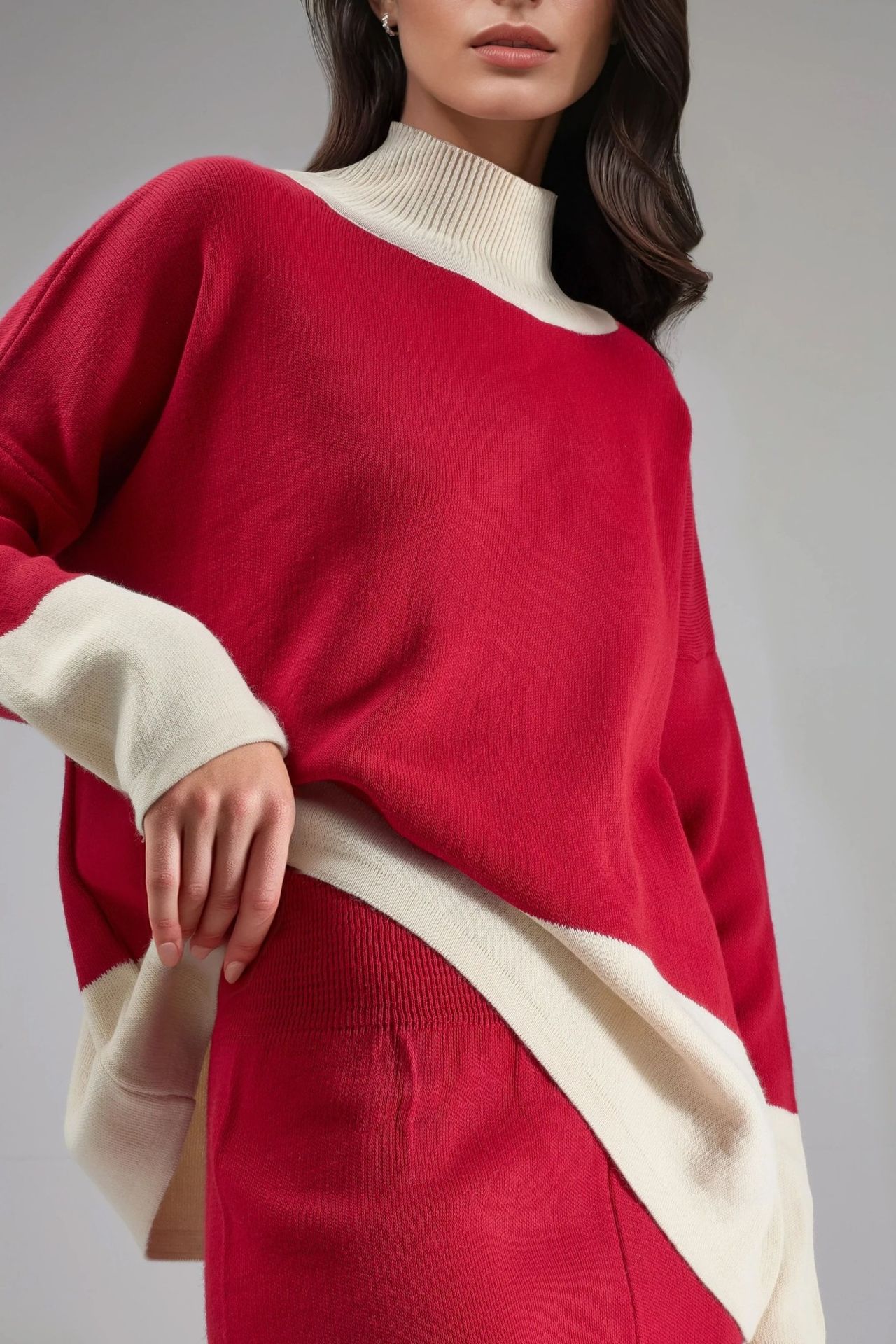 MY FASHION Ribbed Knit Co-Ord Set with Half Turtleneck 6