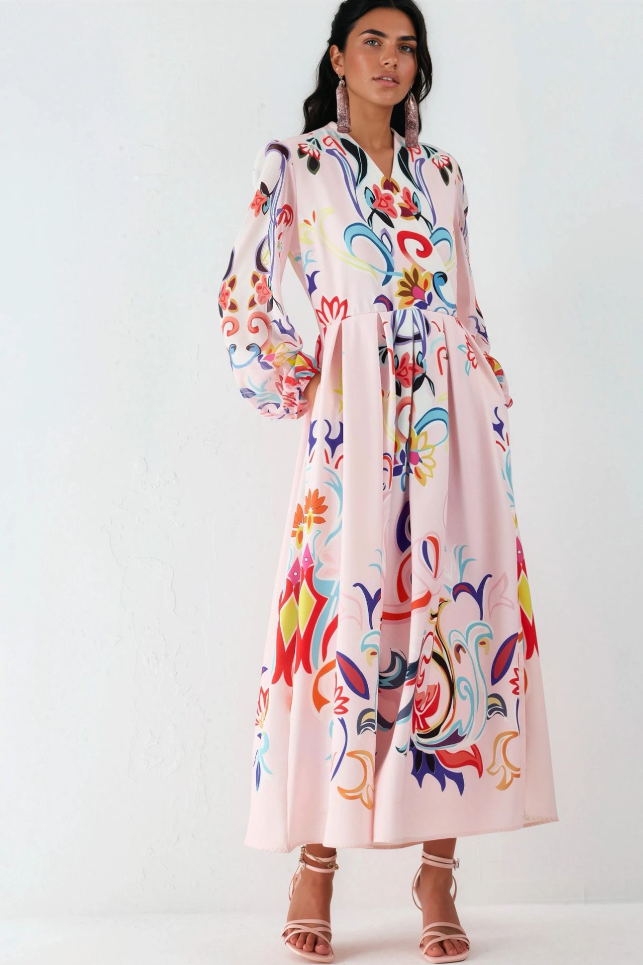 MSN Floral Print Maxi A-Line Dress 1