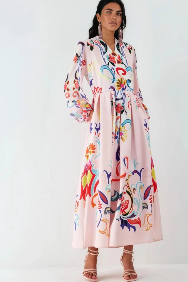 MSN Floral Print Maxi A-Line Dress