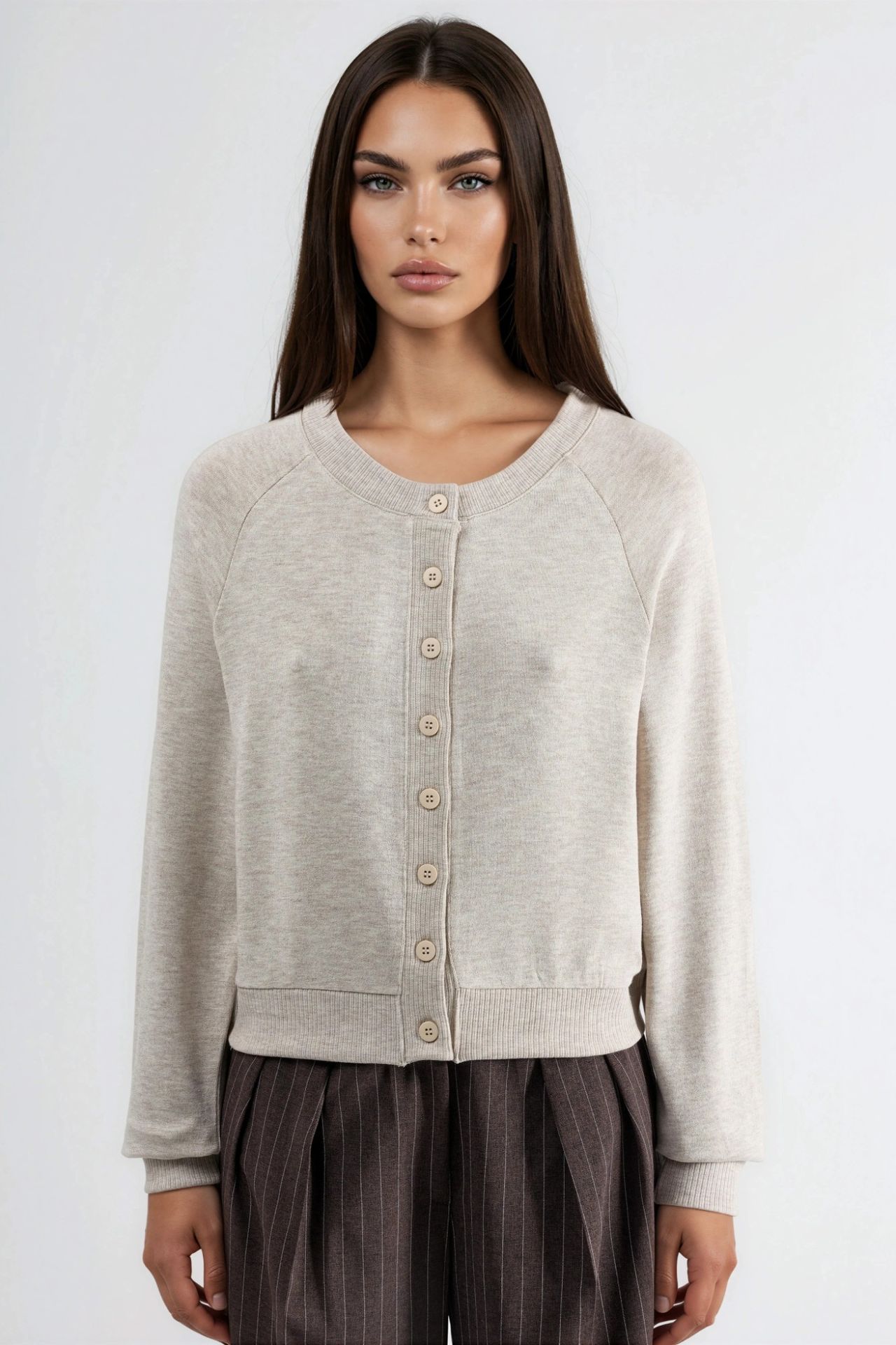 BUSEM Crew Neck Buttoned Cardigan