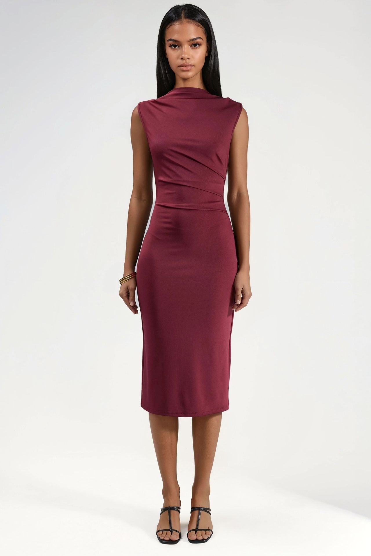 Ruched Bodycon Midi Dress 6