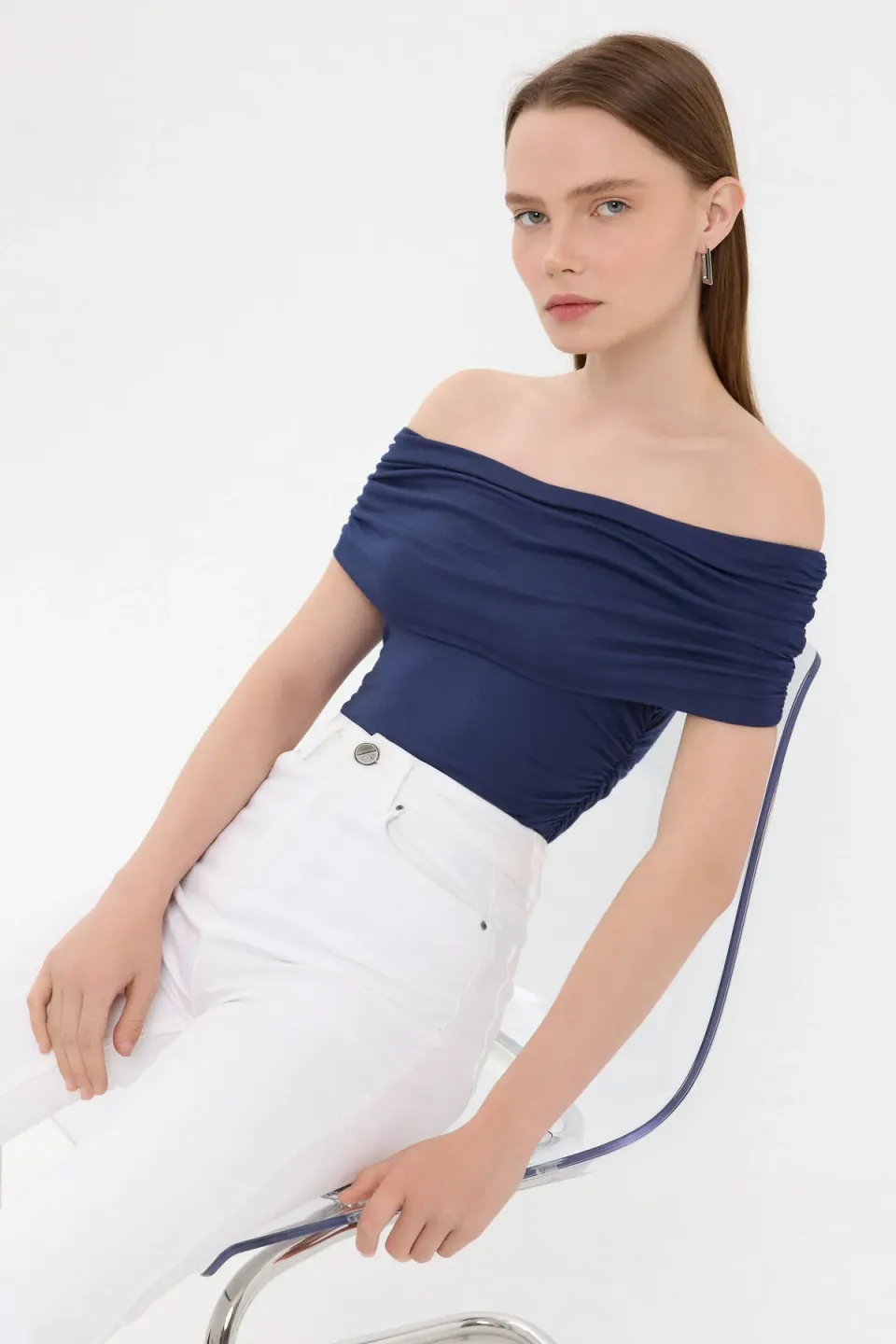 Off-Shoulder Ruched Bodycon Top