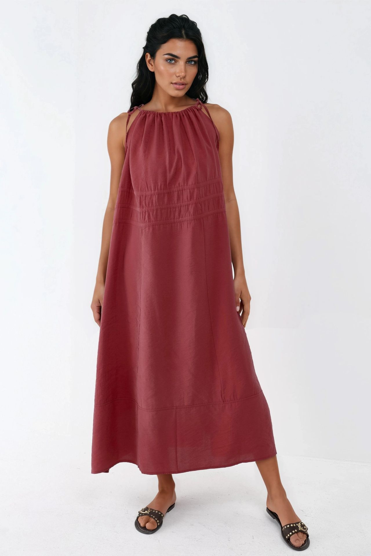 BUSEM Ruched Strap Midi Dress 4