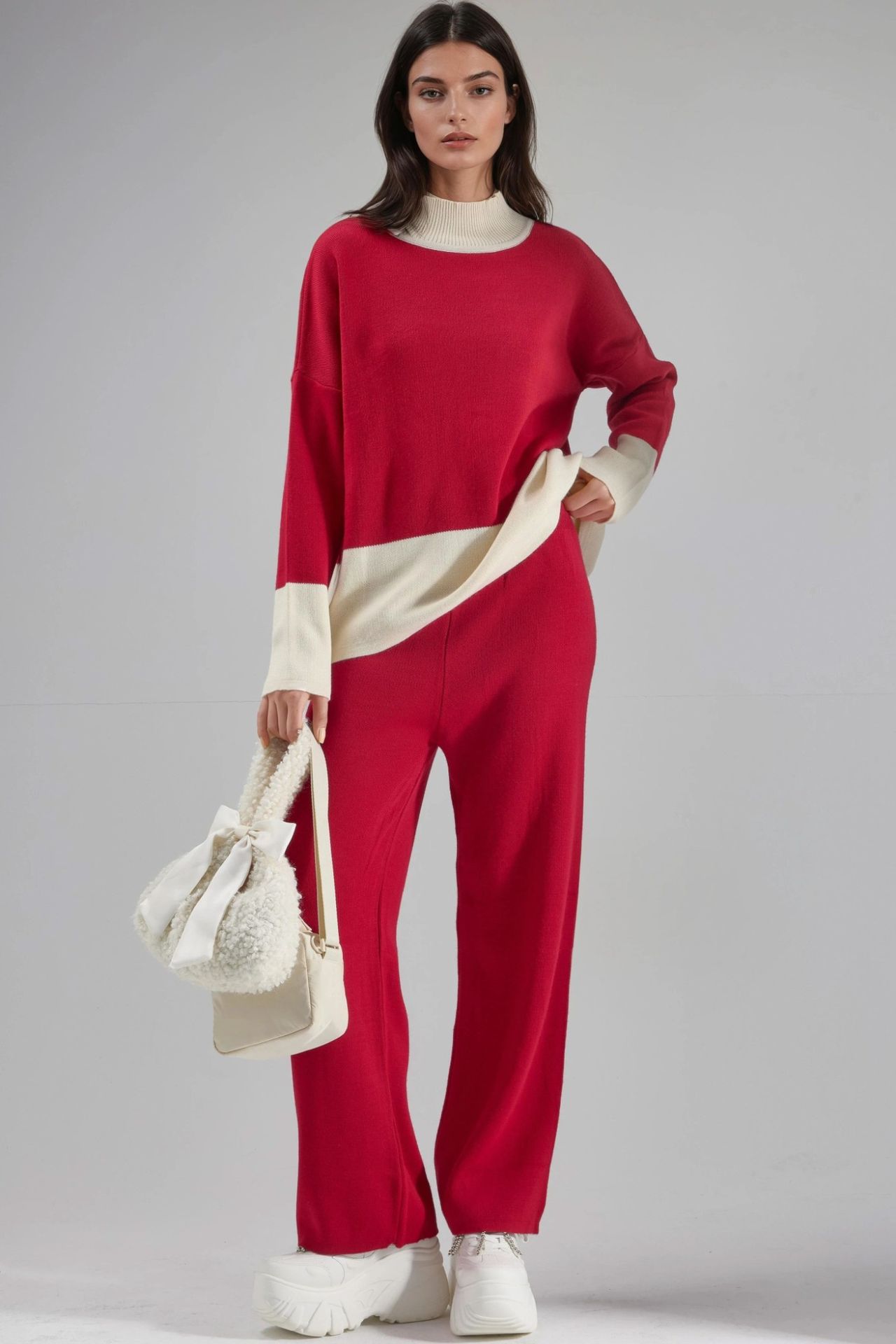 MY FASHION Ribbed Knit Co-Ord Set with Half Turtleneck 5