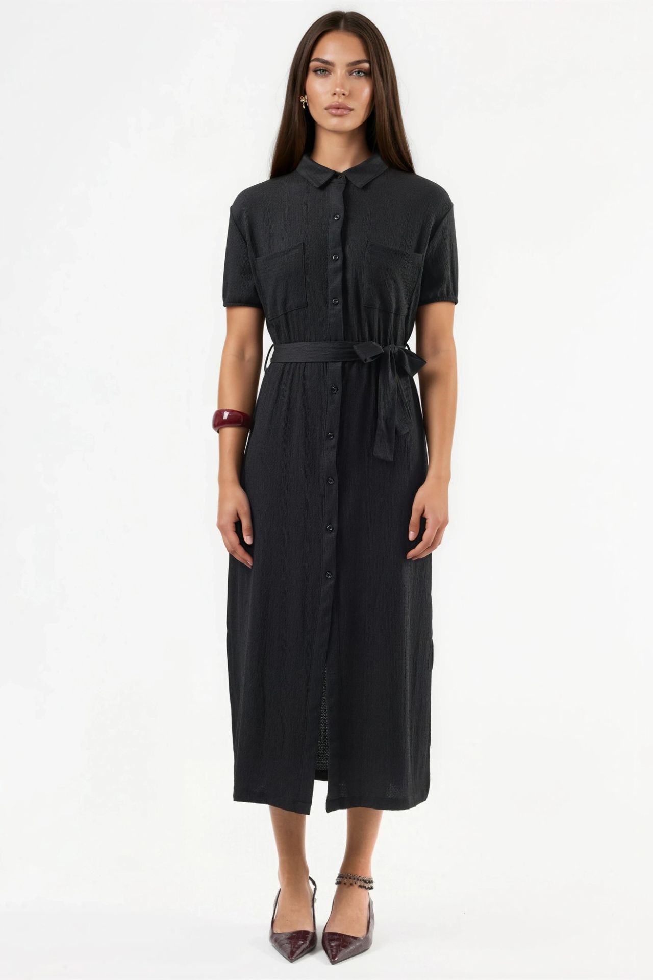BUSEM Belted Midi Shirt Dress 5