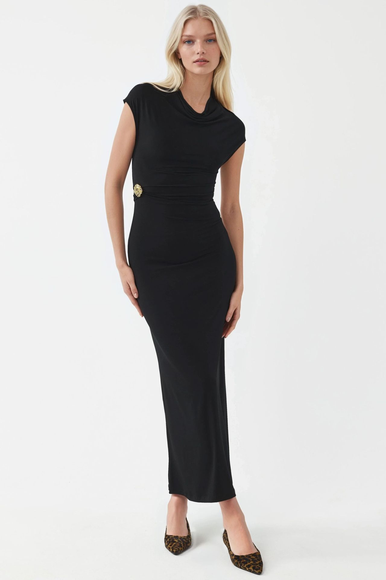 BUSEM Midi Dress with Stone Accessory 1