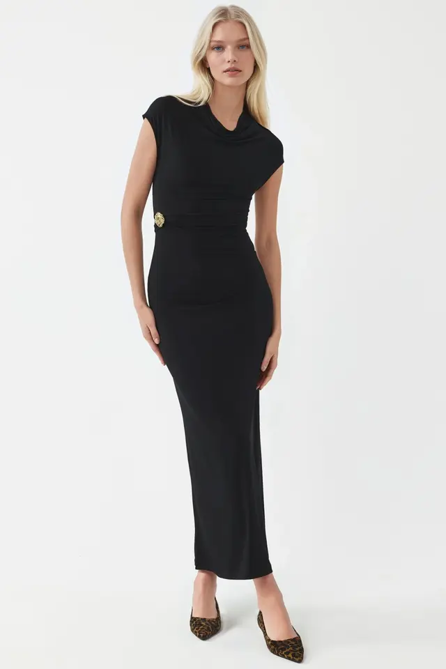 BUSEM Midi Dress with Stone Accessory