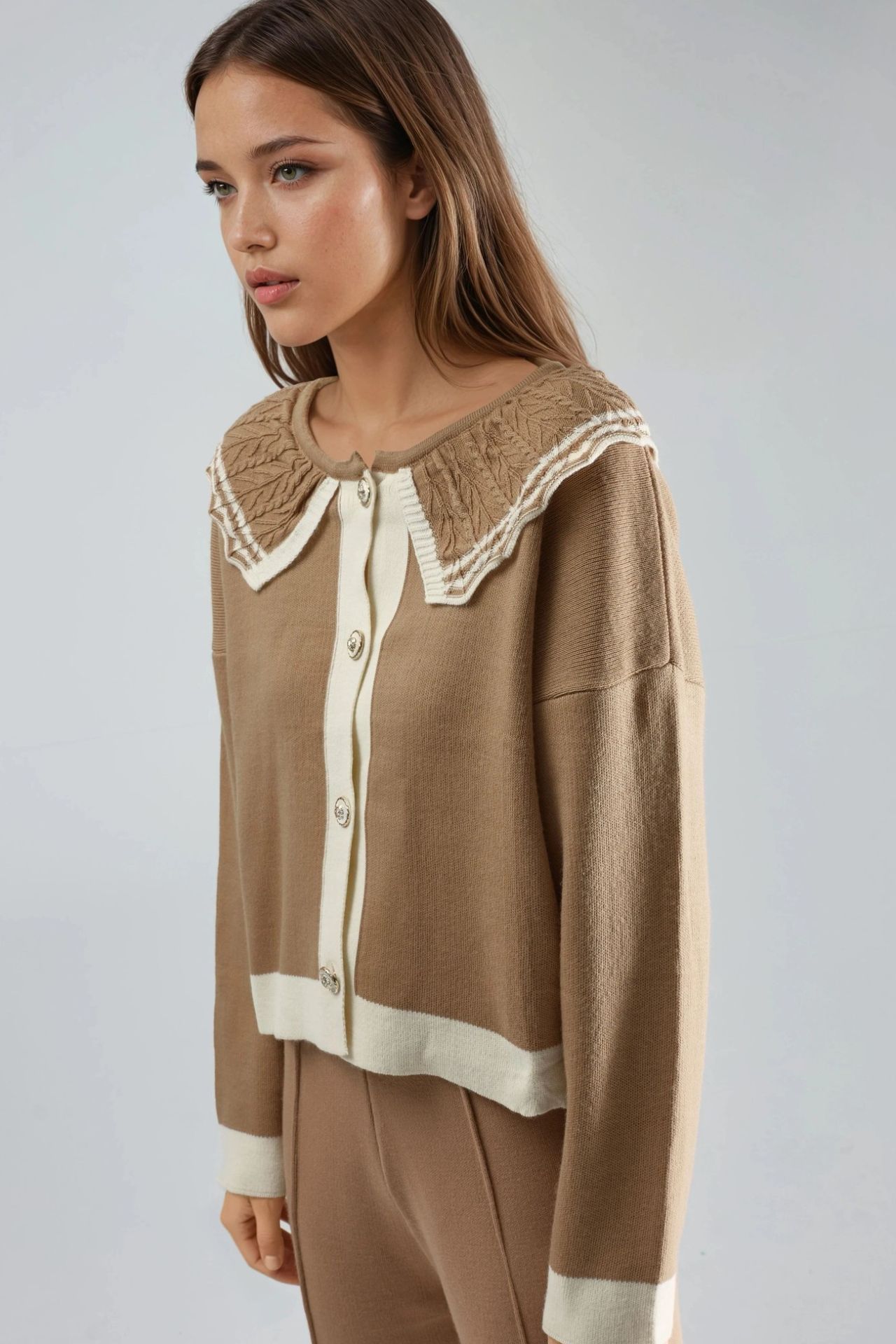 MY FASHION Button-Up Baby Collar Knit Sweater 4