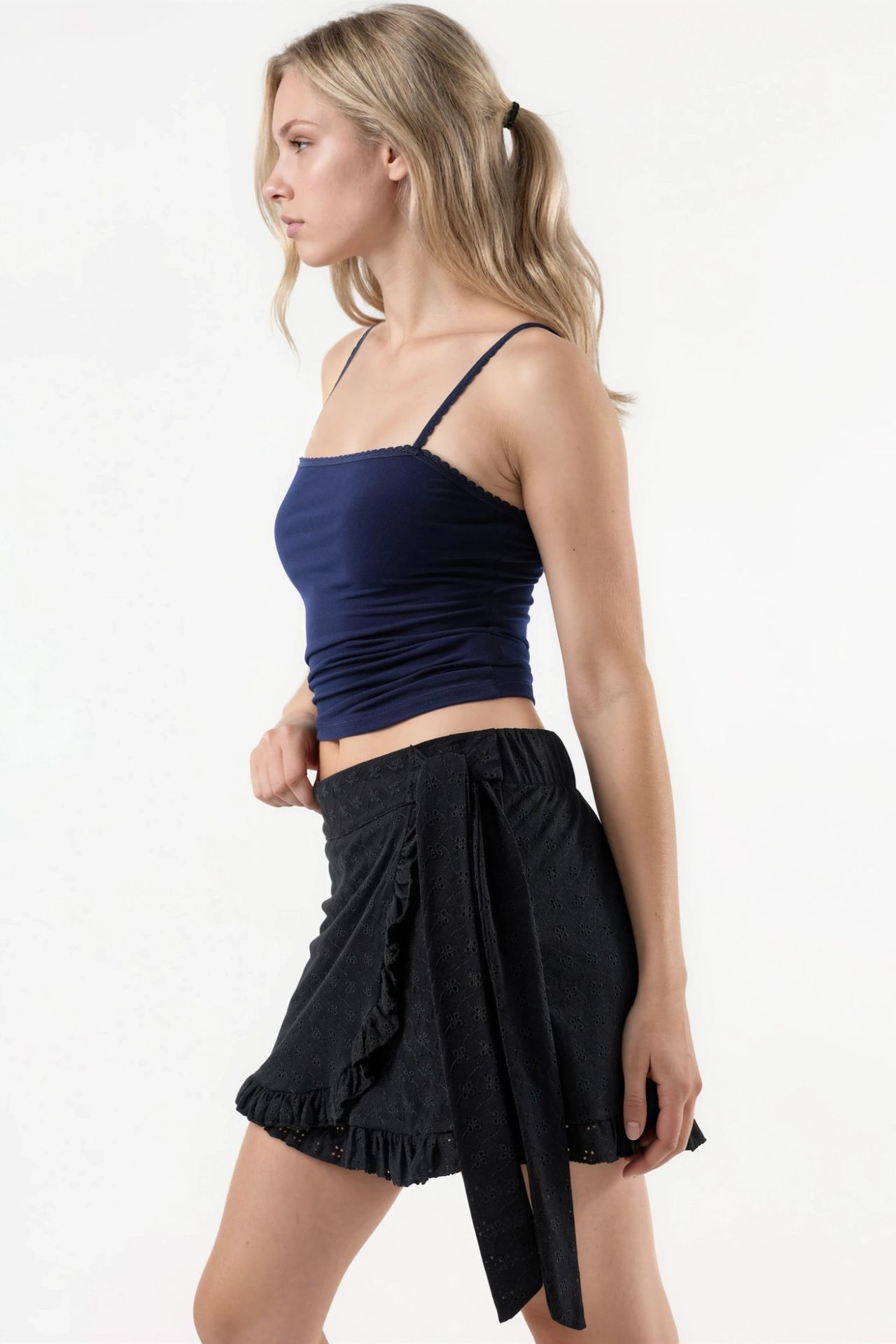 BUSEM High Waist Embroidered Mini Skort 2