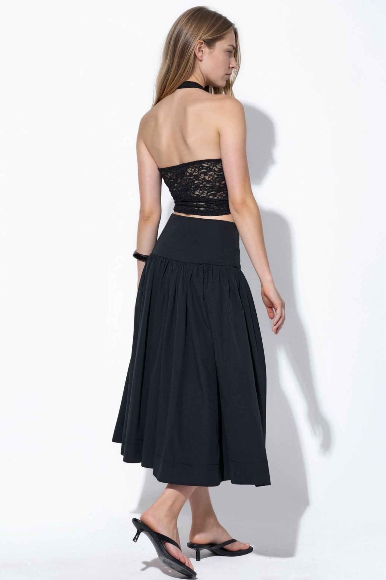 BUSEM High-Waist A-Line Midi Skirt