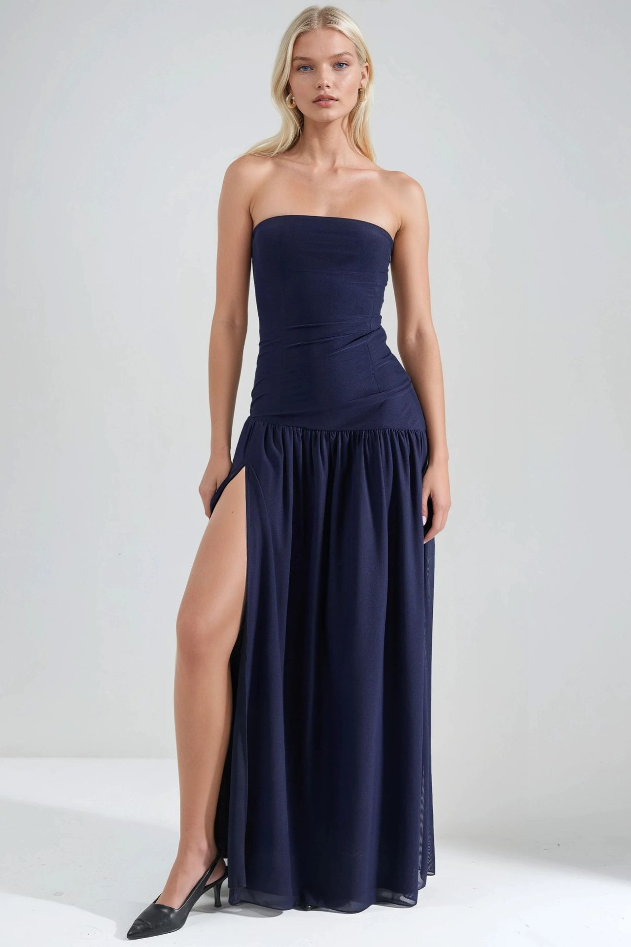 Strapless Maxi Dress with Slit 8