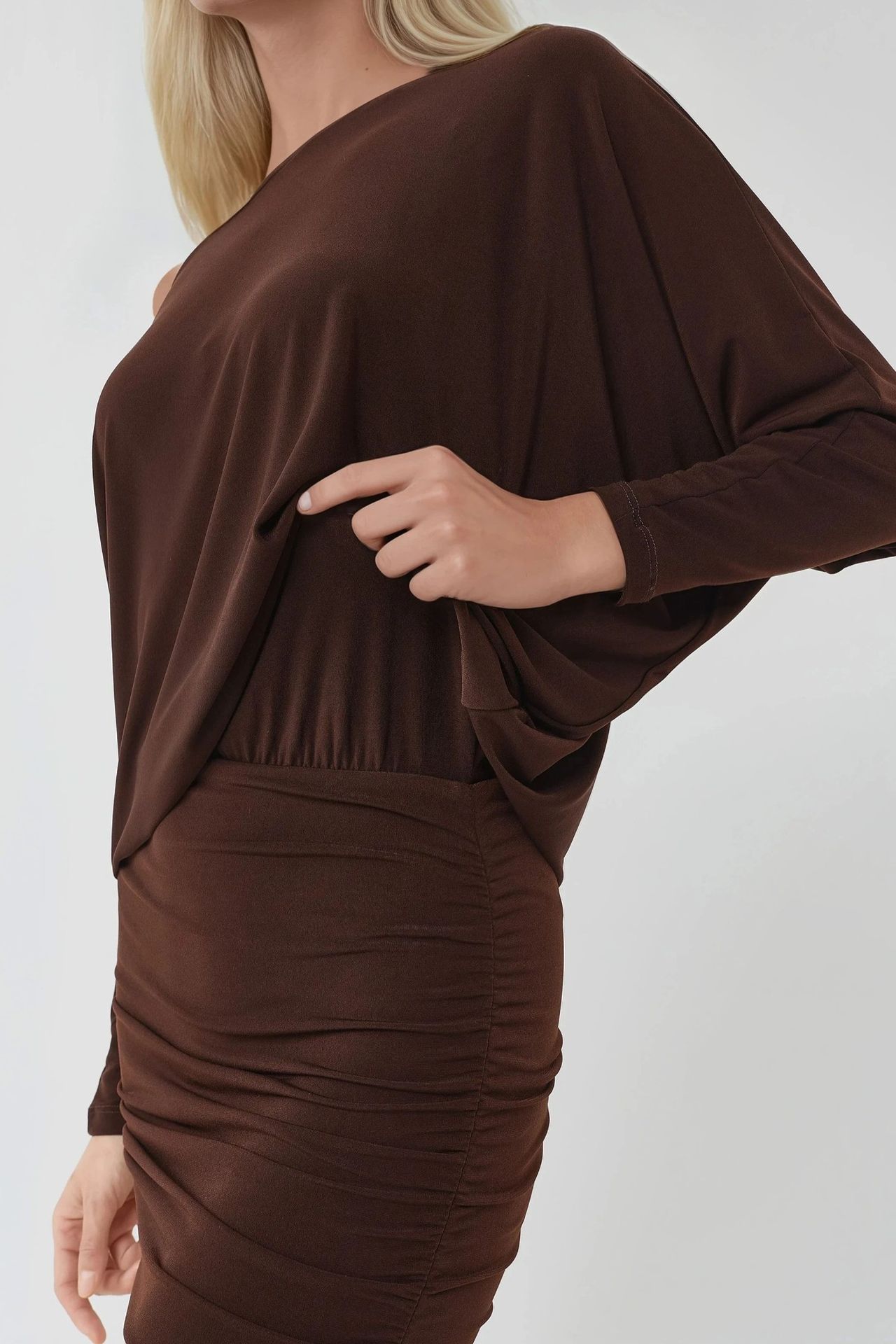 BUSEM Asymmetrical Collar Fitted Mini Dress 7