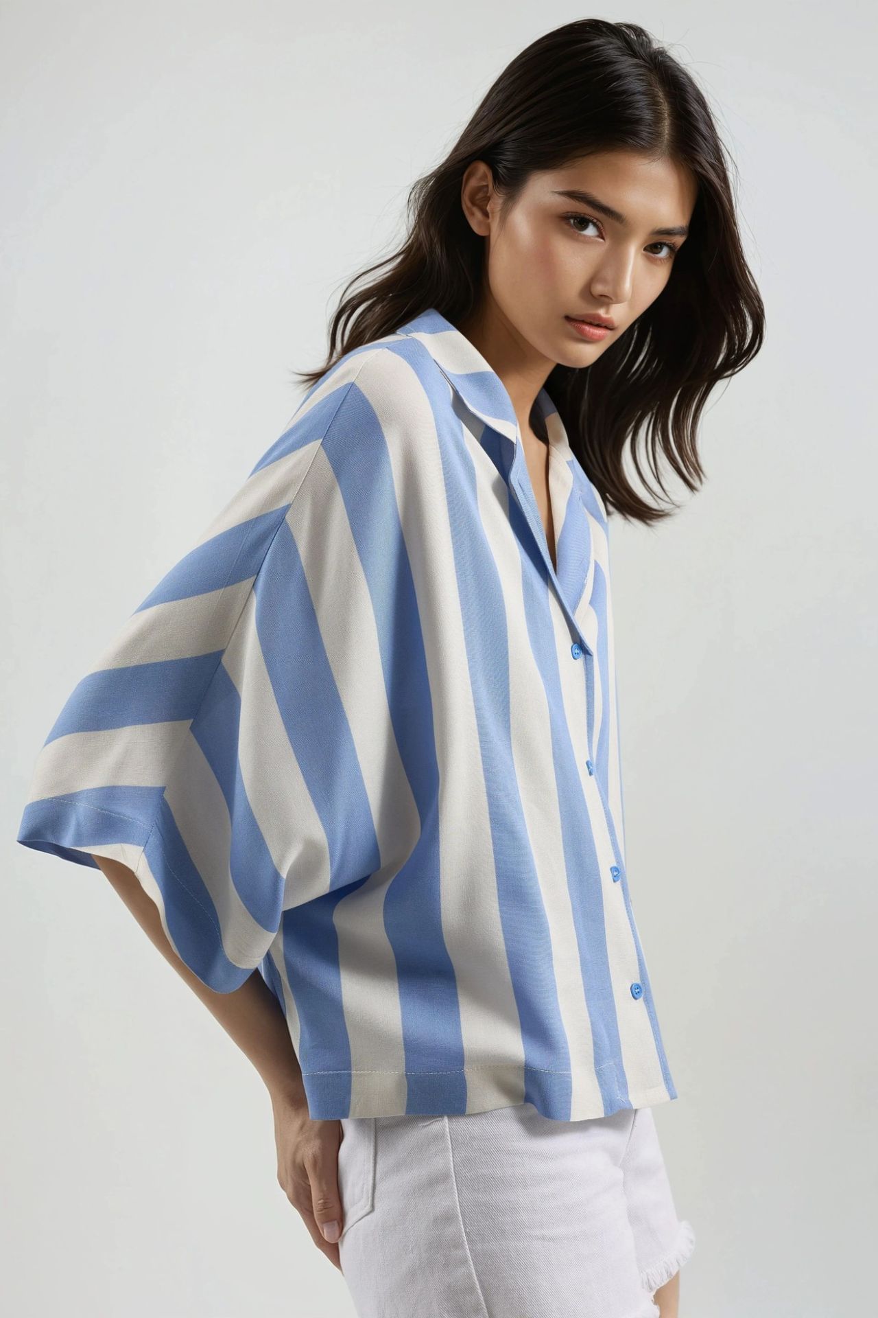 BUSEM Relaxed Fit Striped Button-Up Shirt 2
