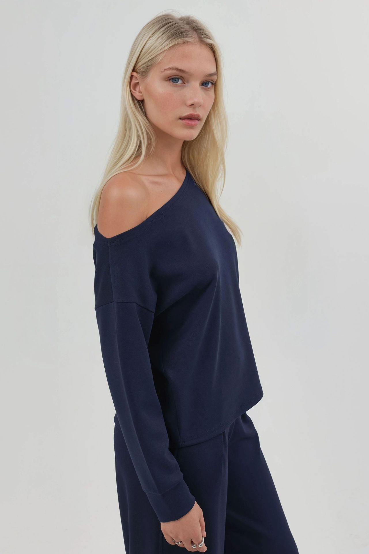 BUSEM Asymmetrical Collar Relaxed Fit Sweatshirt 2