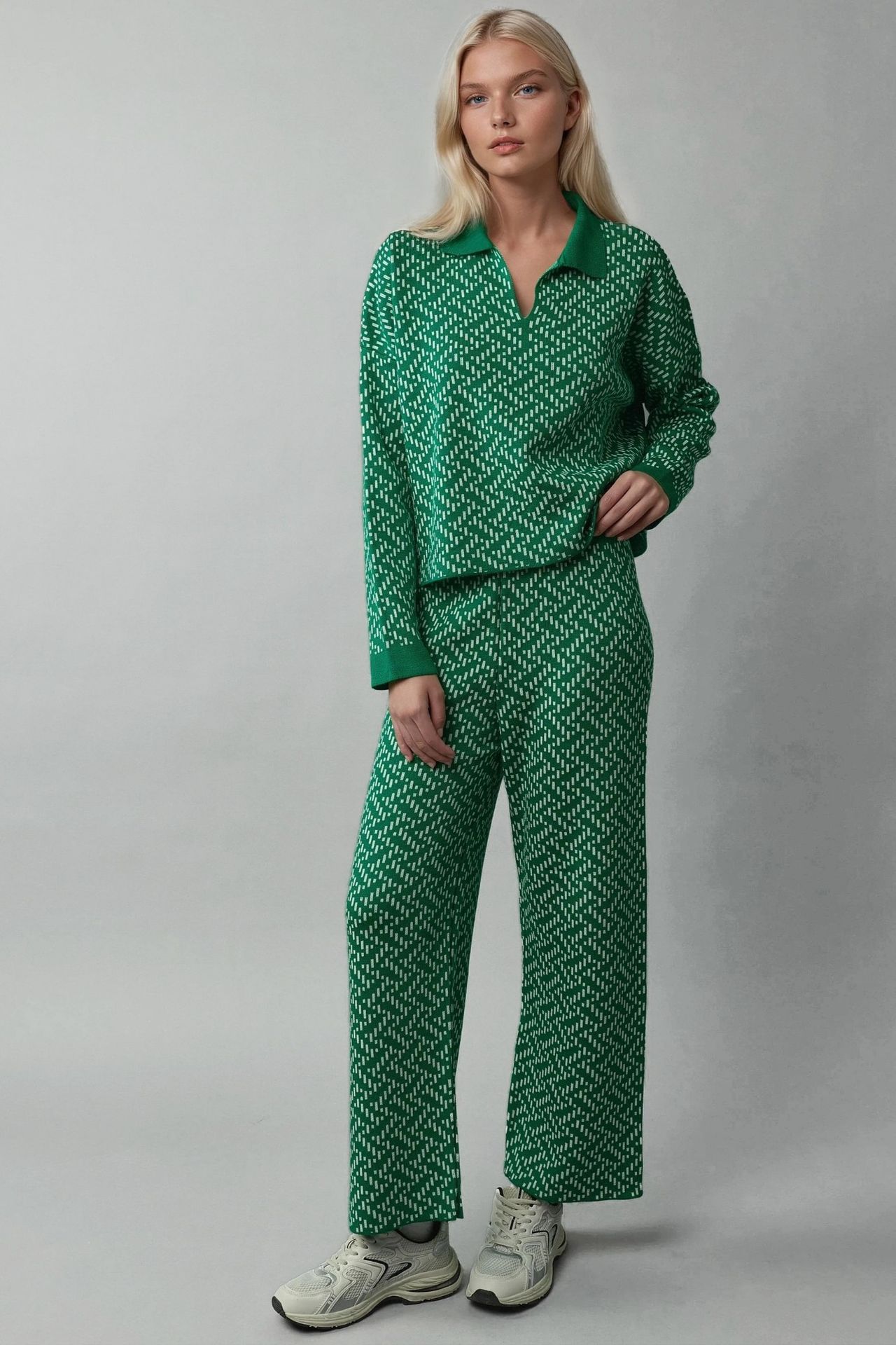 MY FASHION Patterned Knitwear Polo Sweater 4