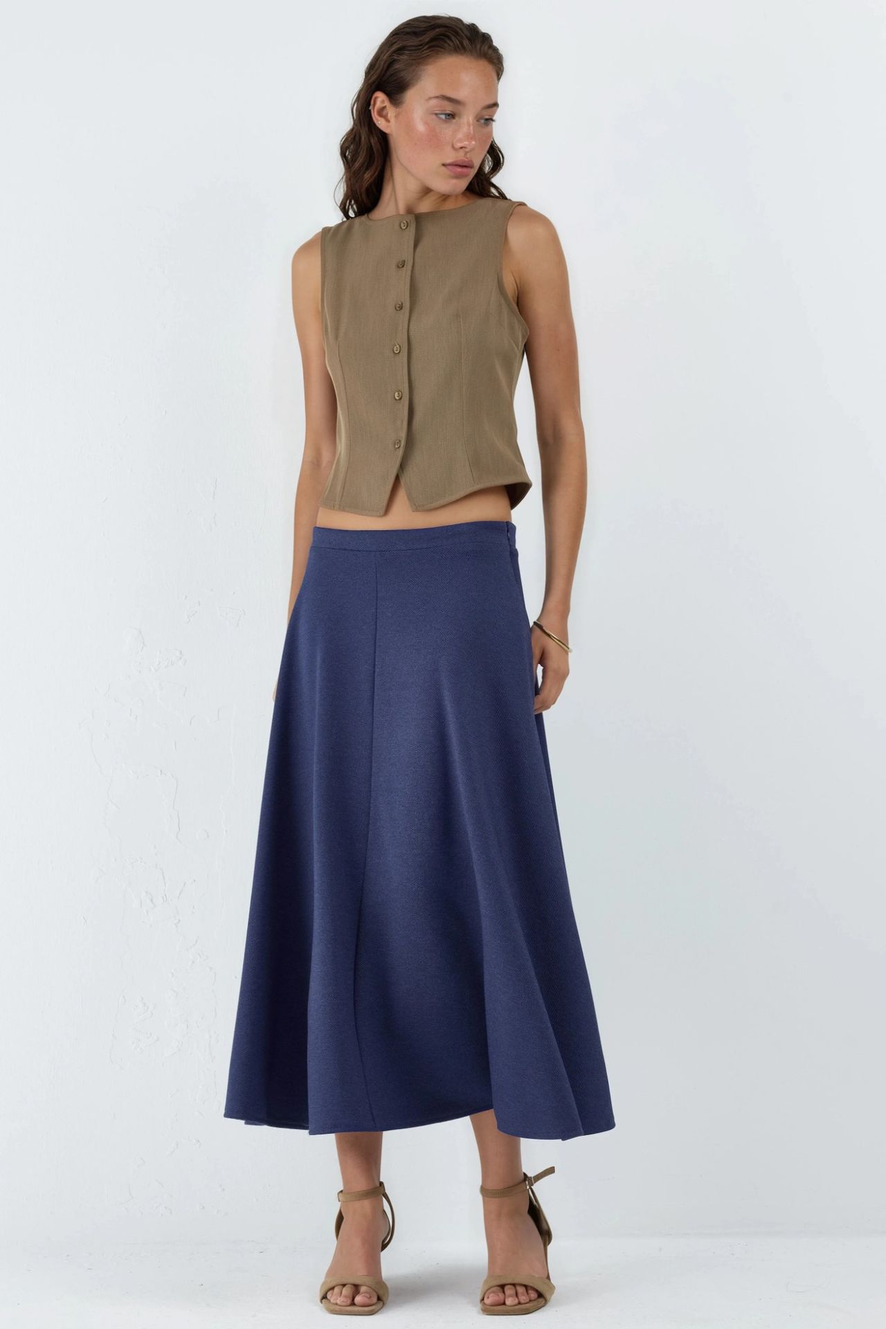 BUSEM High Waist A-Line Midi Skirt 4
