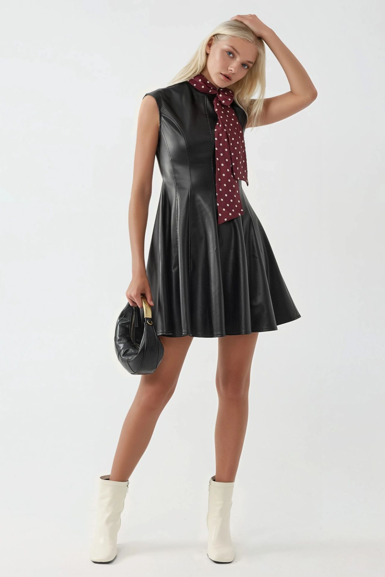 BUSEM Faux Leather Fitted Mini Dress with Zipper 5