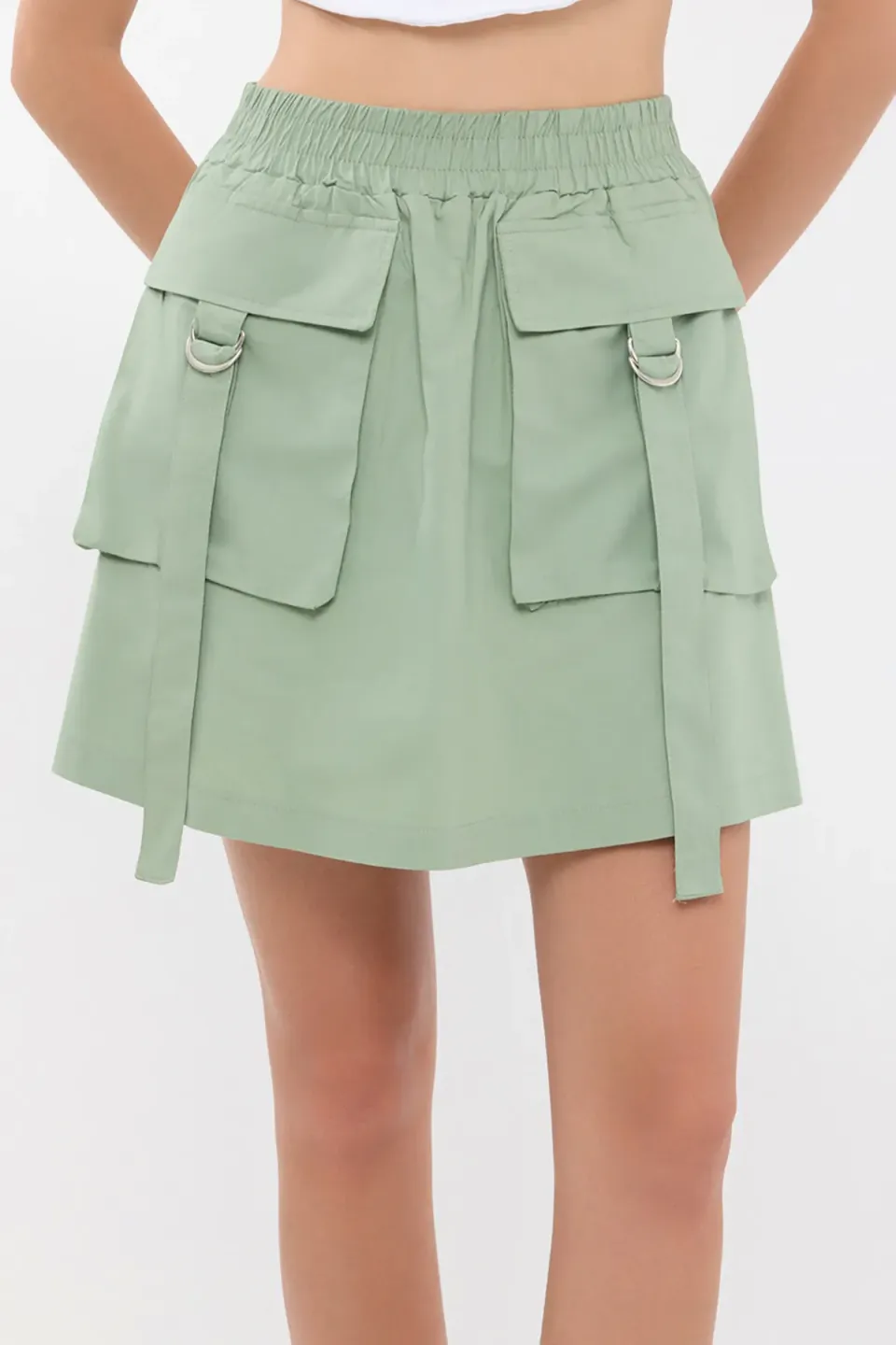 High-Waist Mini Utility Skirt