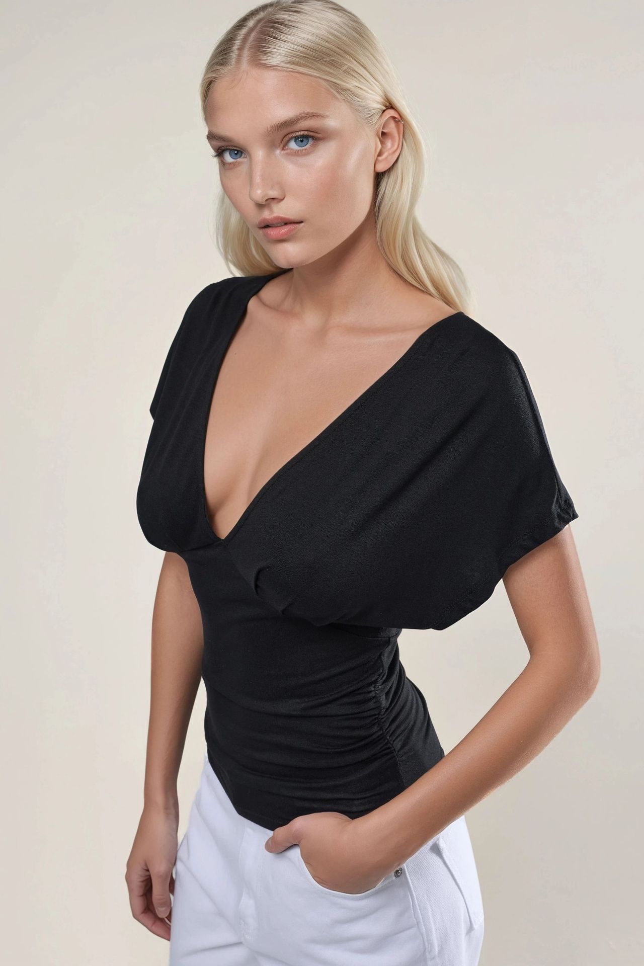 Ruched V-Neck T-Shirt 3
