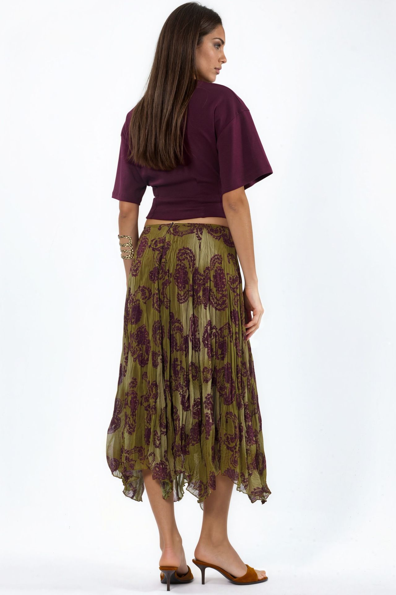 BUSEM High-Waist Paisley Chiffon Maxi Skirt 3