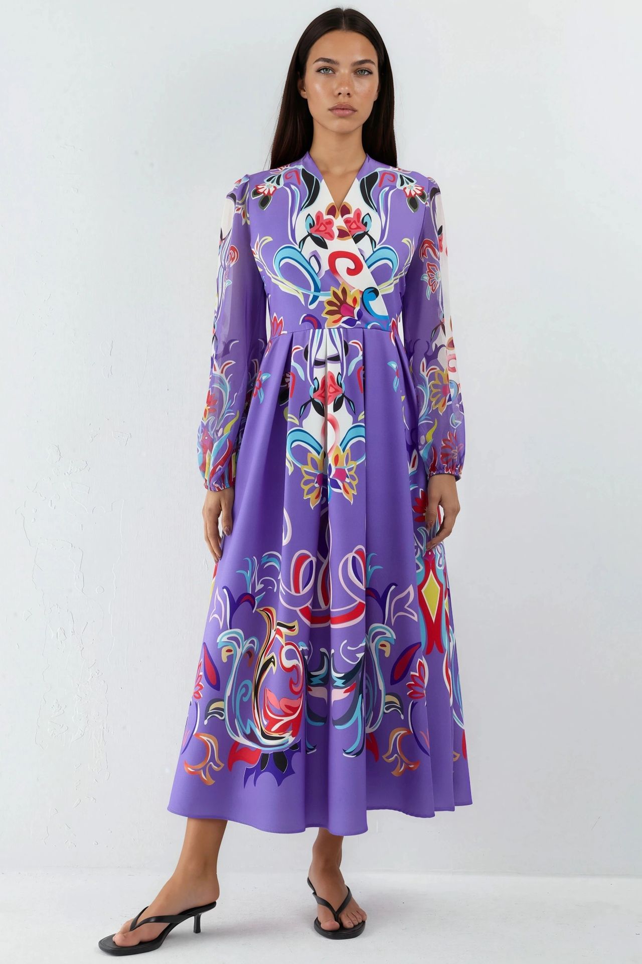 MSN Floral Print Maxi A-Line Dress 7