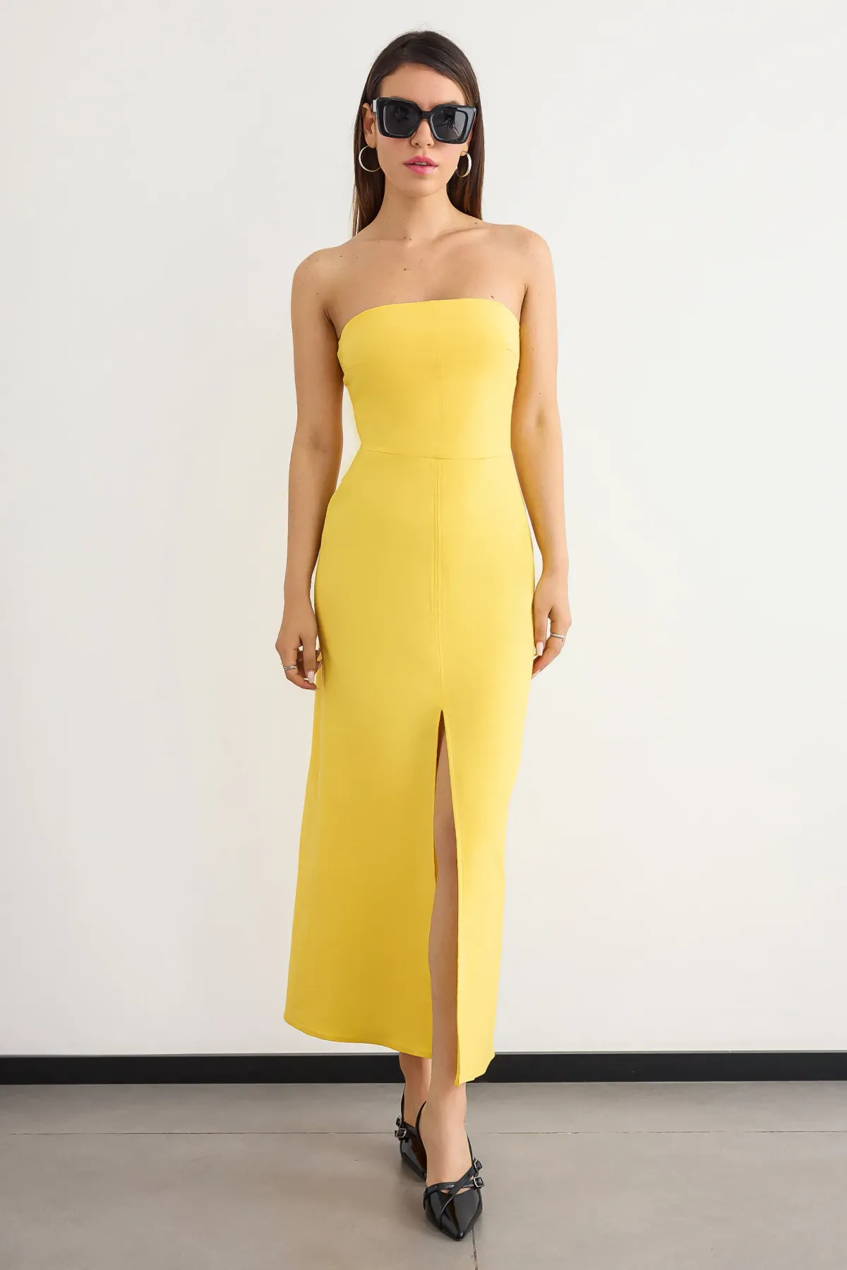 Strapless Maxi Dress with Slit 1