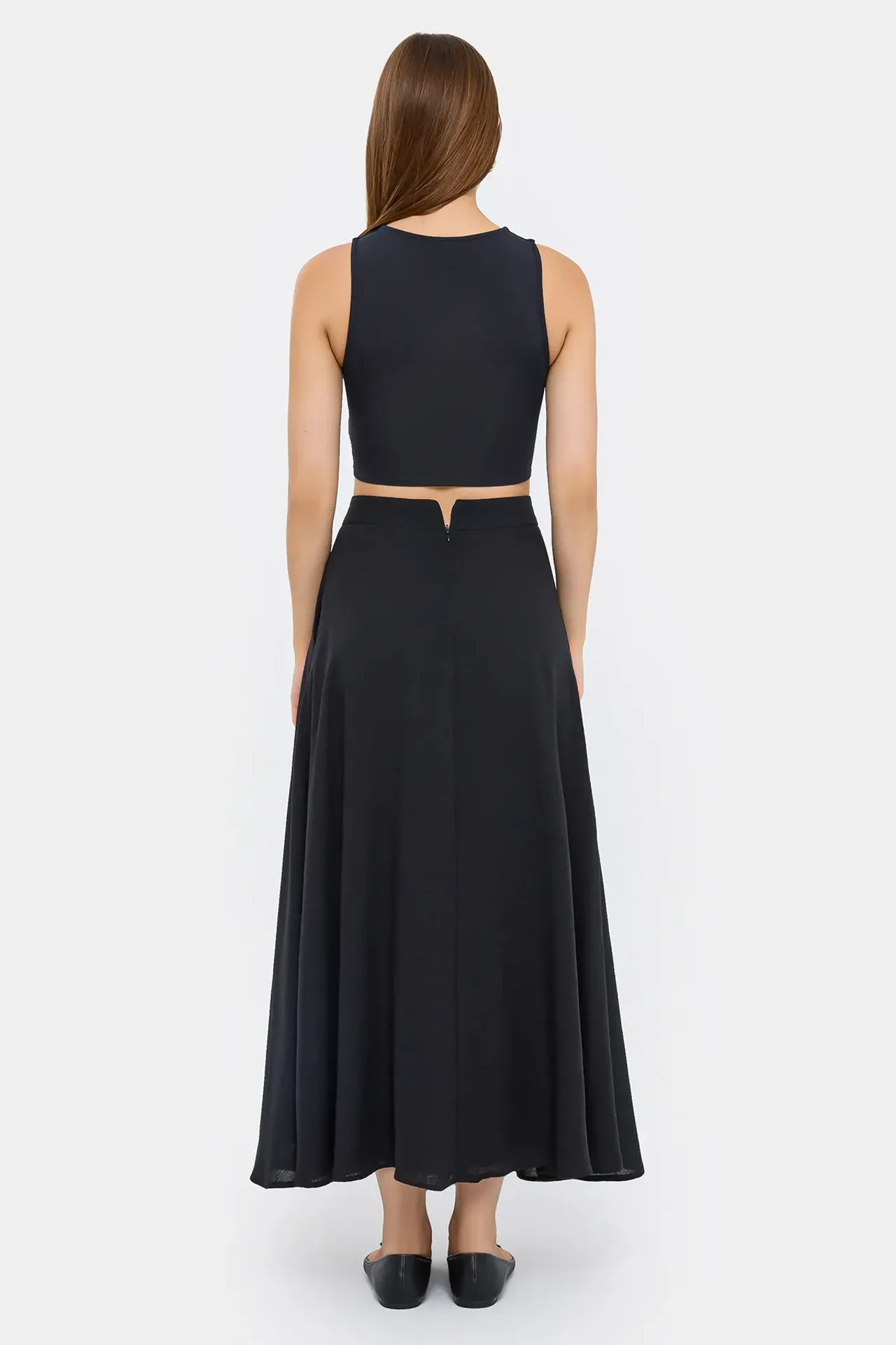 High-Waist Maxi Skirt with Zipper