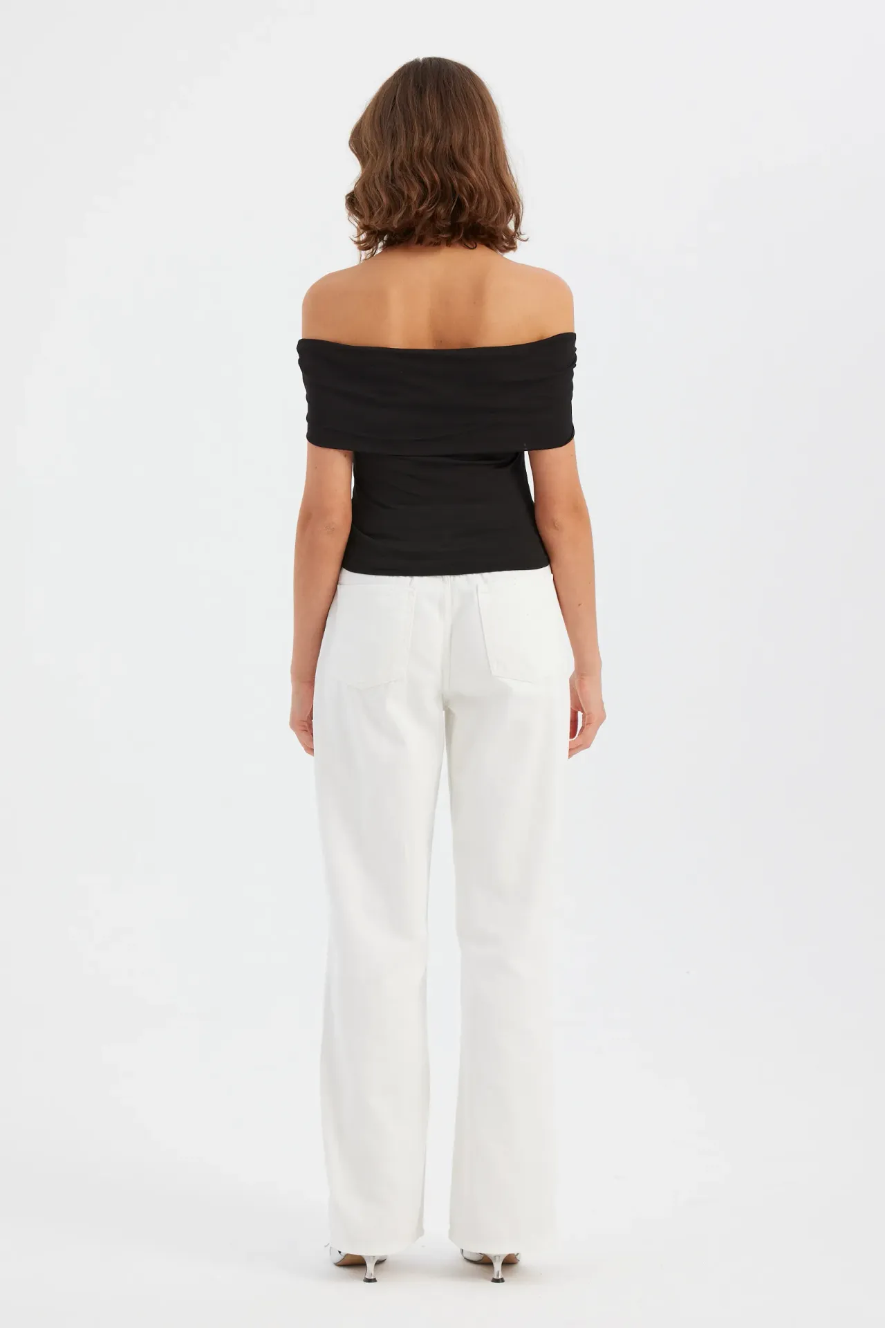 Off-Shoulder Ruched Bodycon Crop Top