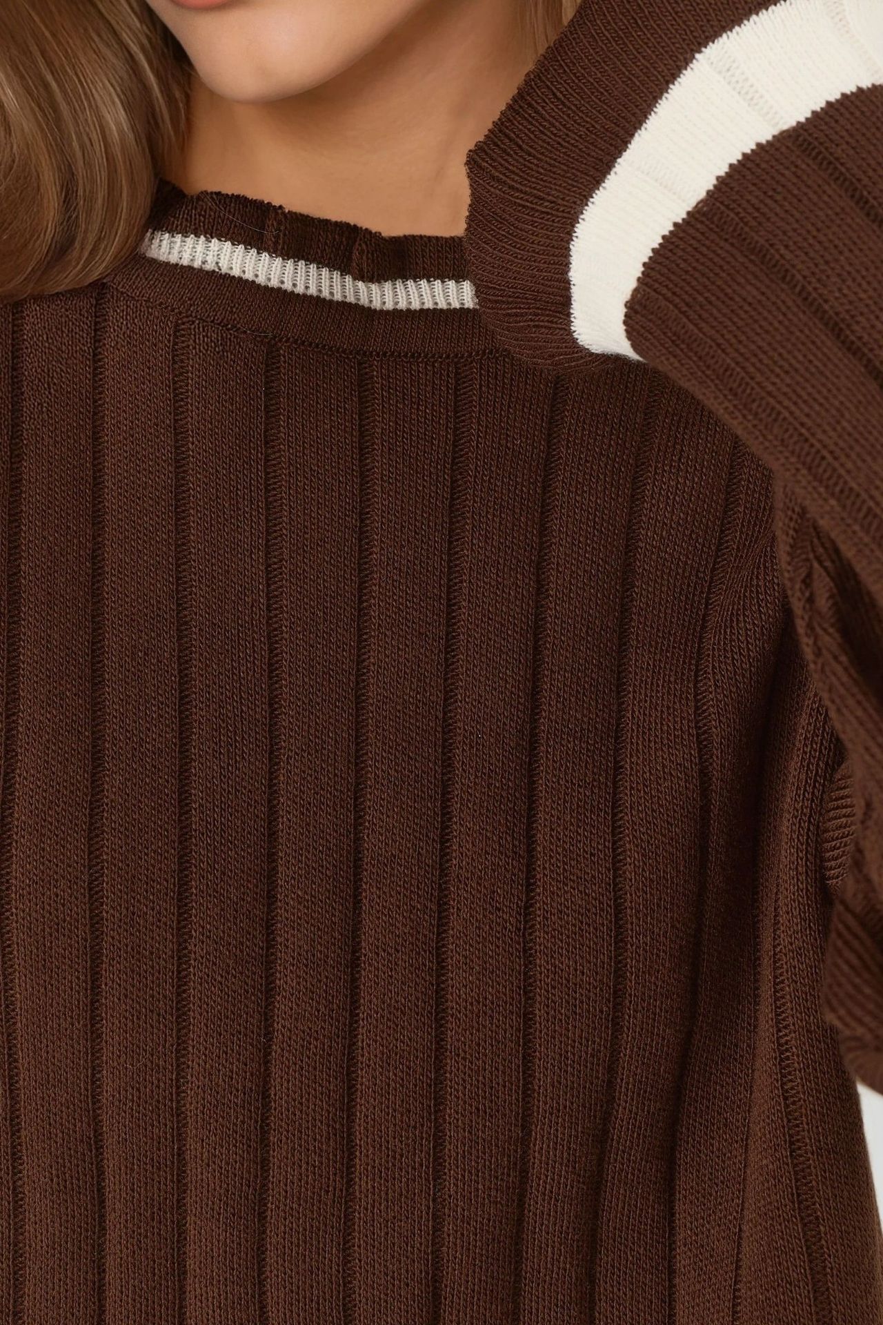 MY FASHION Striped Knit Sweater with Crew Neck 6