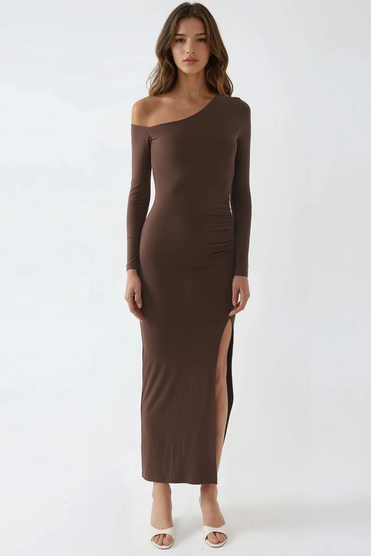 BUSEM Asymmetrical Collar Maxi Dress with Slit 6