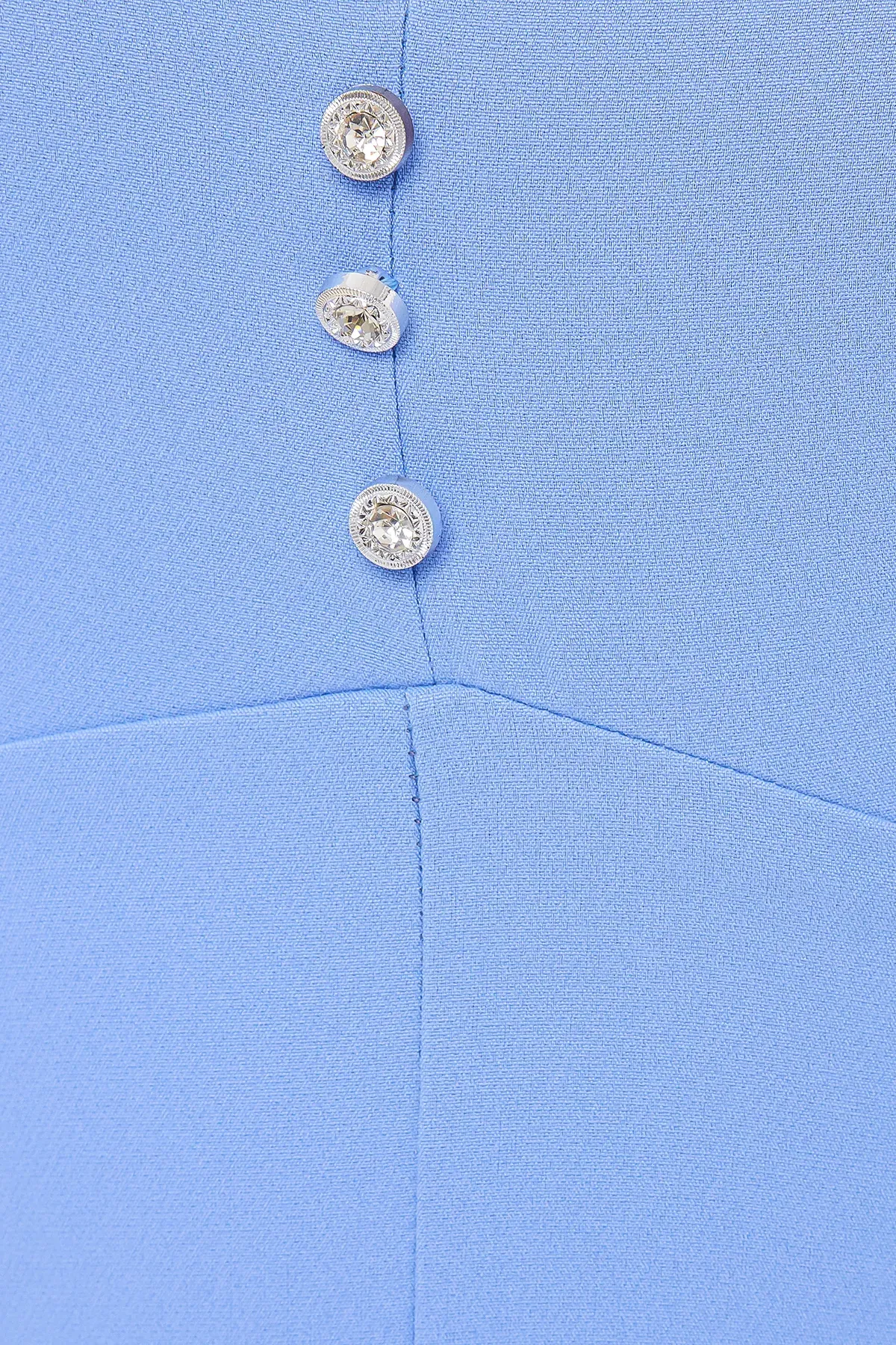 Cotton V-Neck Cut-Out Buttoned Detail Mini Dress 5