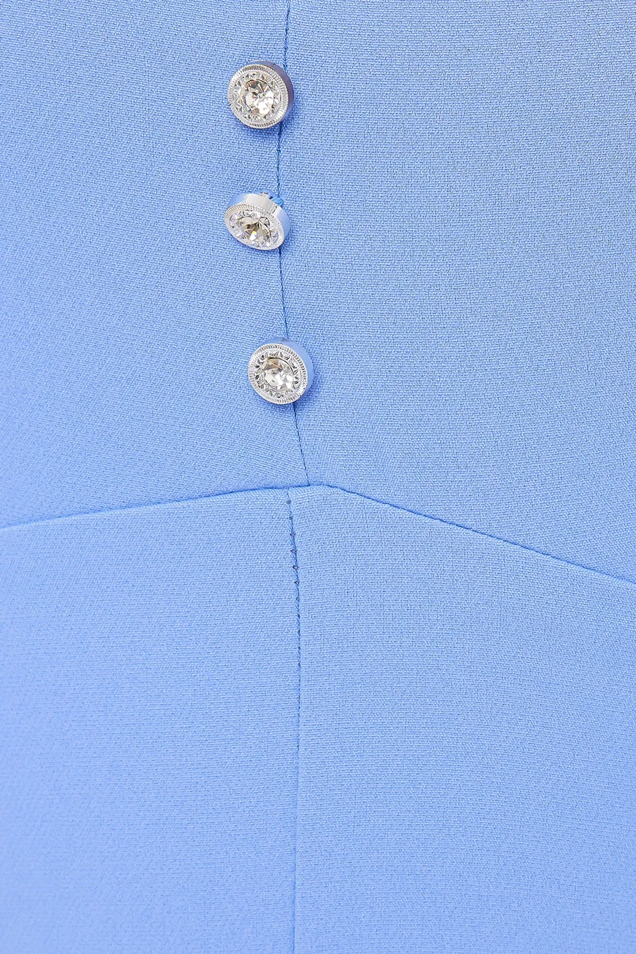 Cotton V-Neck Cut-Out Buttoned Detail Mini Dress