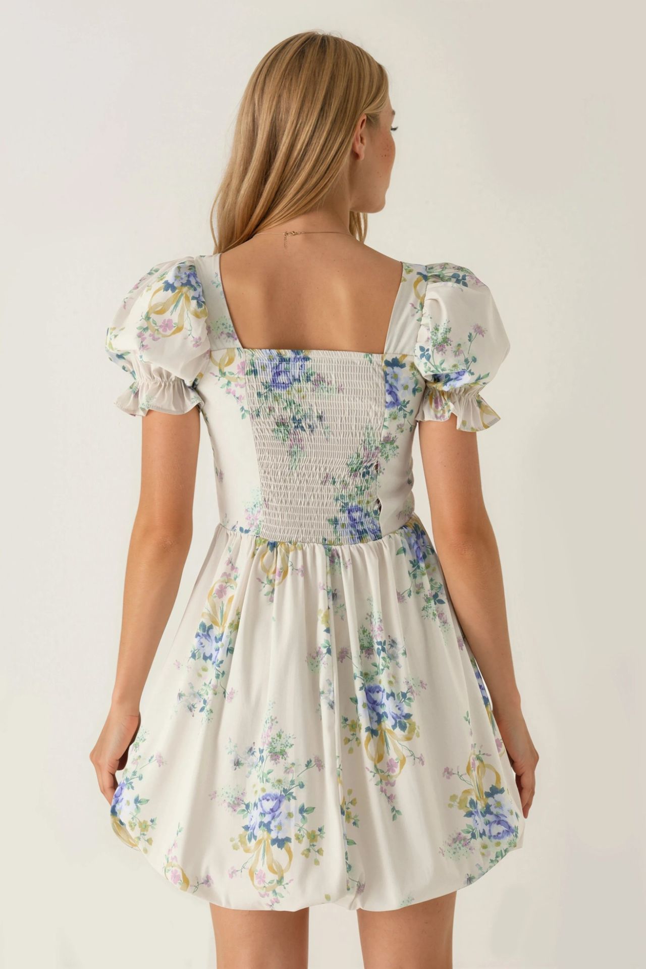 BUSEM Floral A-Line Mini Dress with Tie Detail 3
