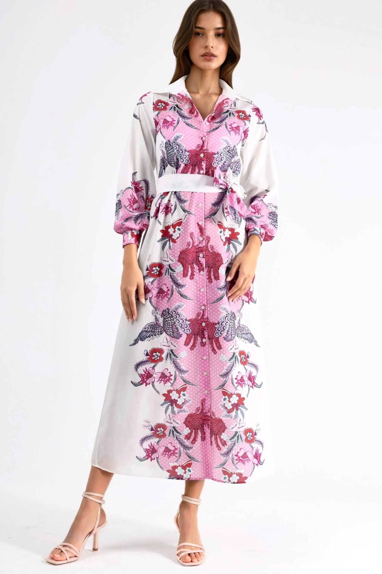 MSN Floral Belted Midi Dress 6