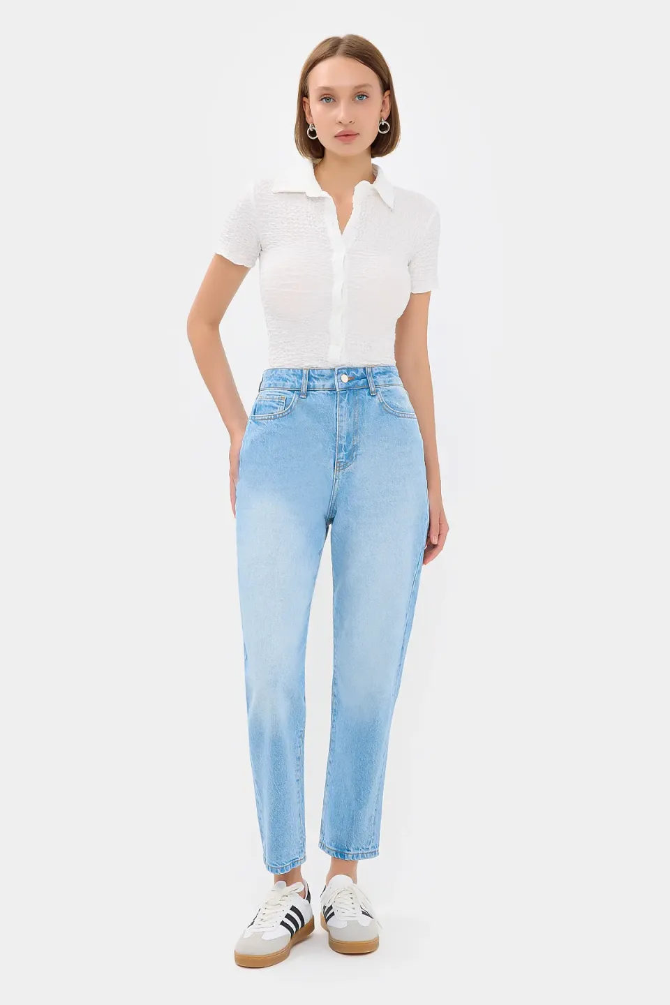 Faded High Waist Straight Leg Jeans