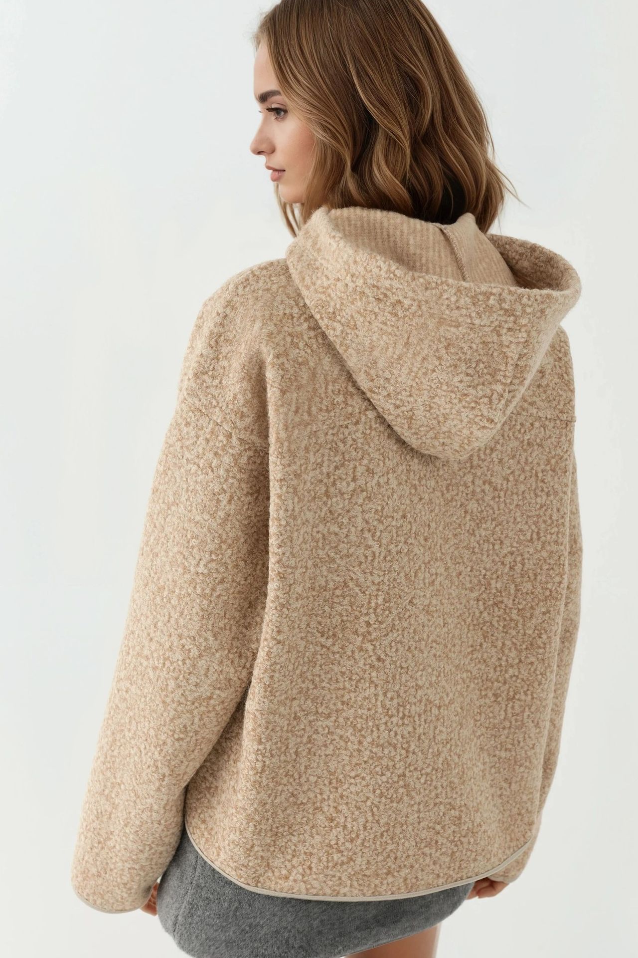 Textured Full Zip Comfort Fit Hooded Jacket