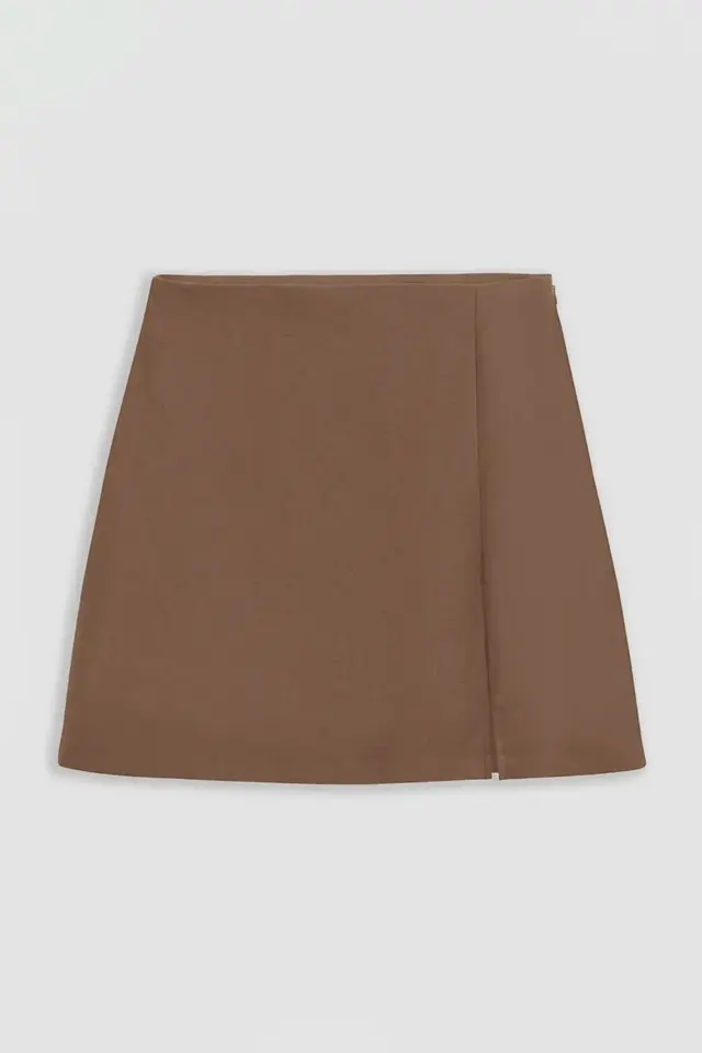 High Waist Mini Skirt with Slit