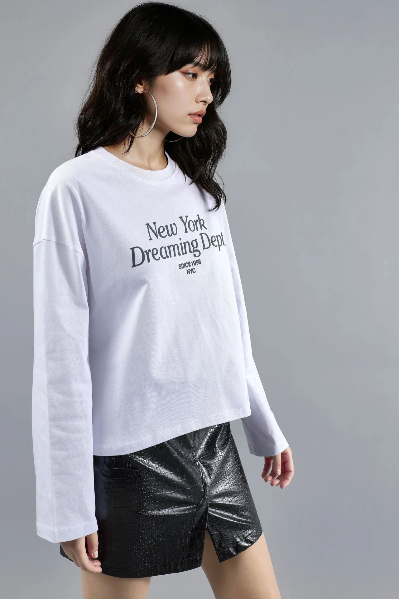 BUSEM Relaxed Fit Long Sleeve Crew Neck Back Printed Top 4