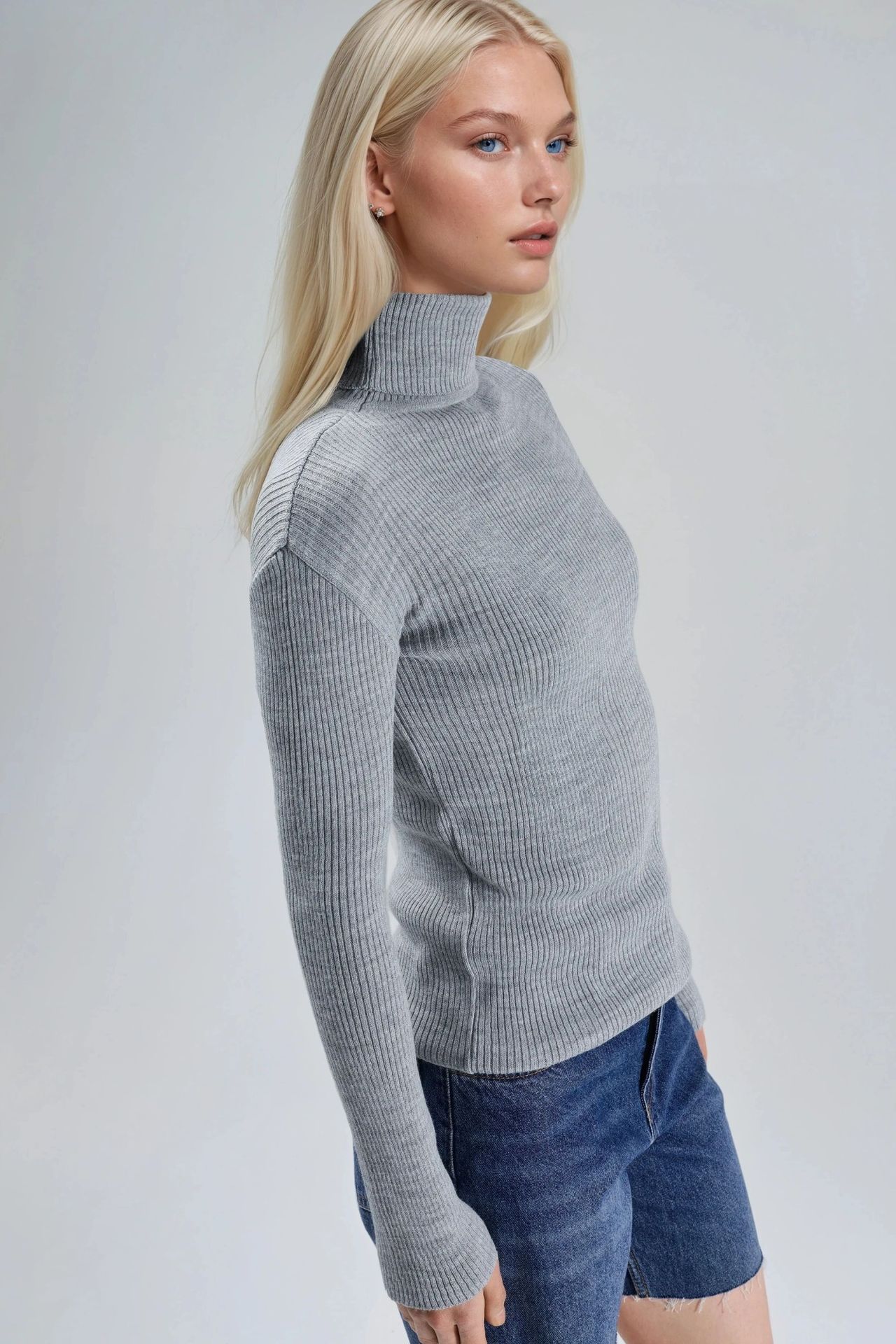 MY FASHION Fitted Textured Turtleneck Sweater 2