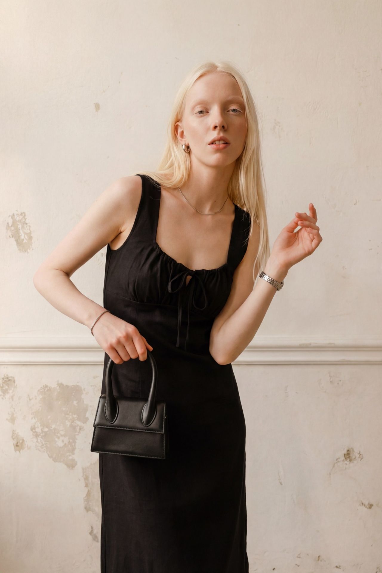 MY FASHION Midi Linen Dress with Tie Detail 3