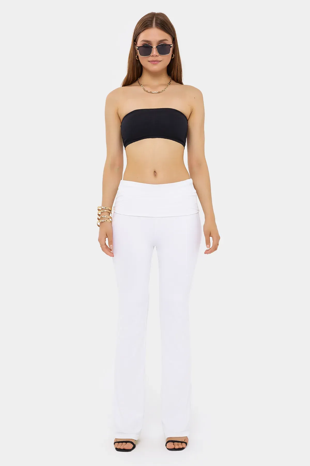 Flare Leggings with a Waist Detail 2