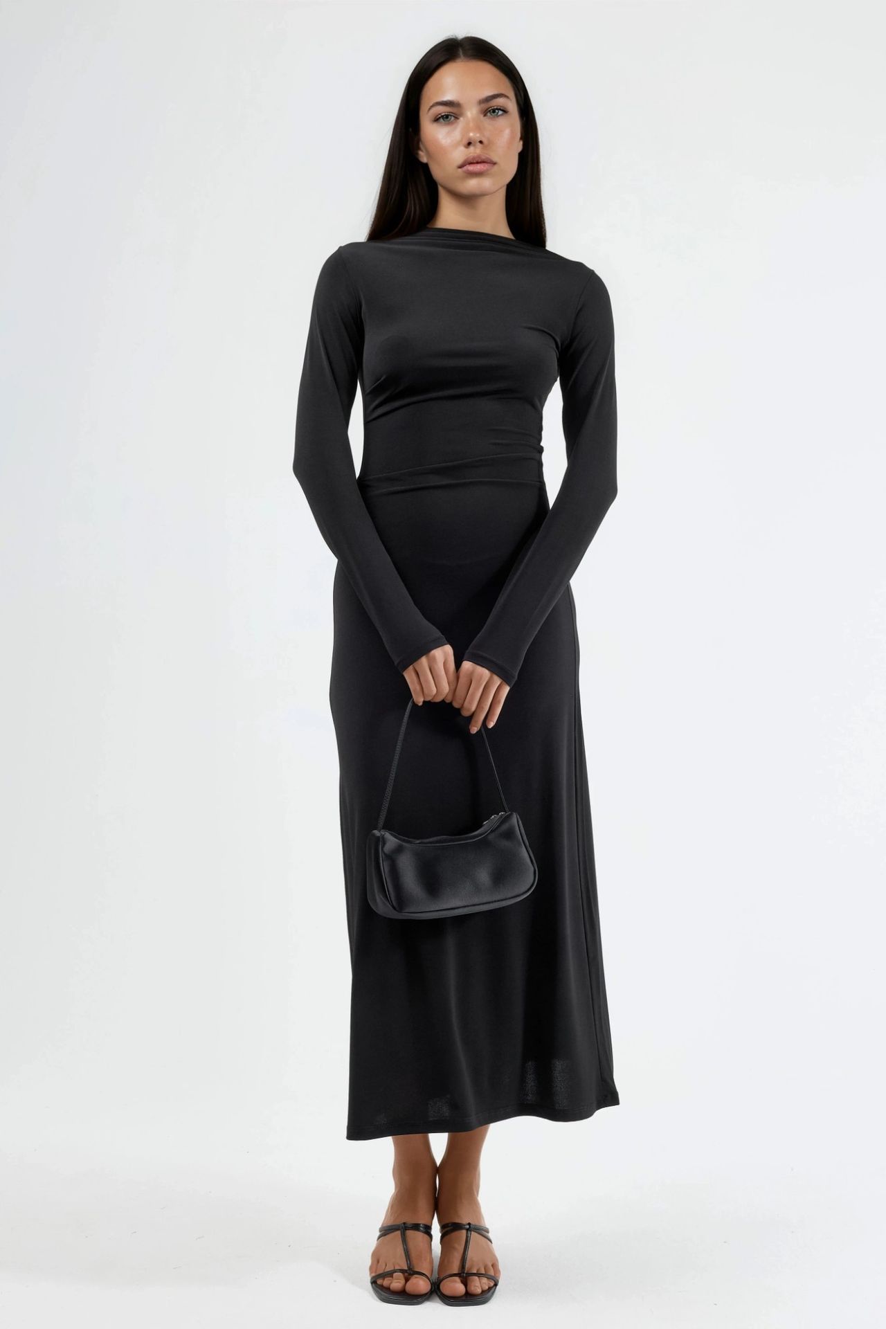 BUSEM Fitted Maxi Dress with Drape Detail 2