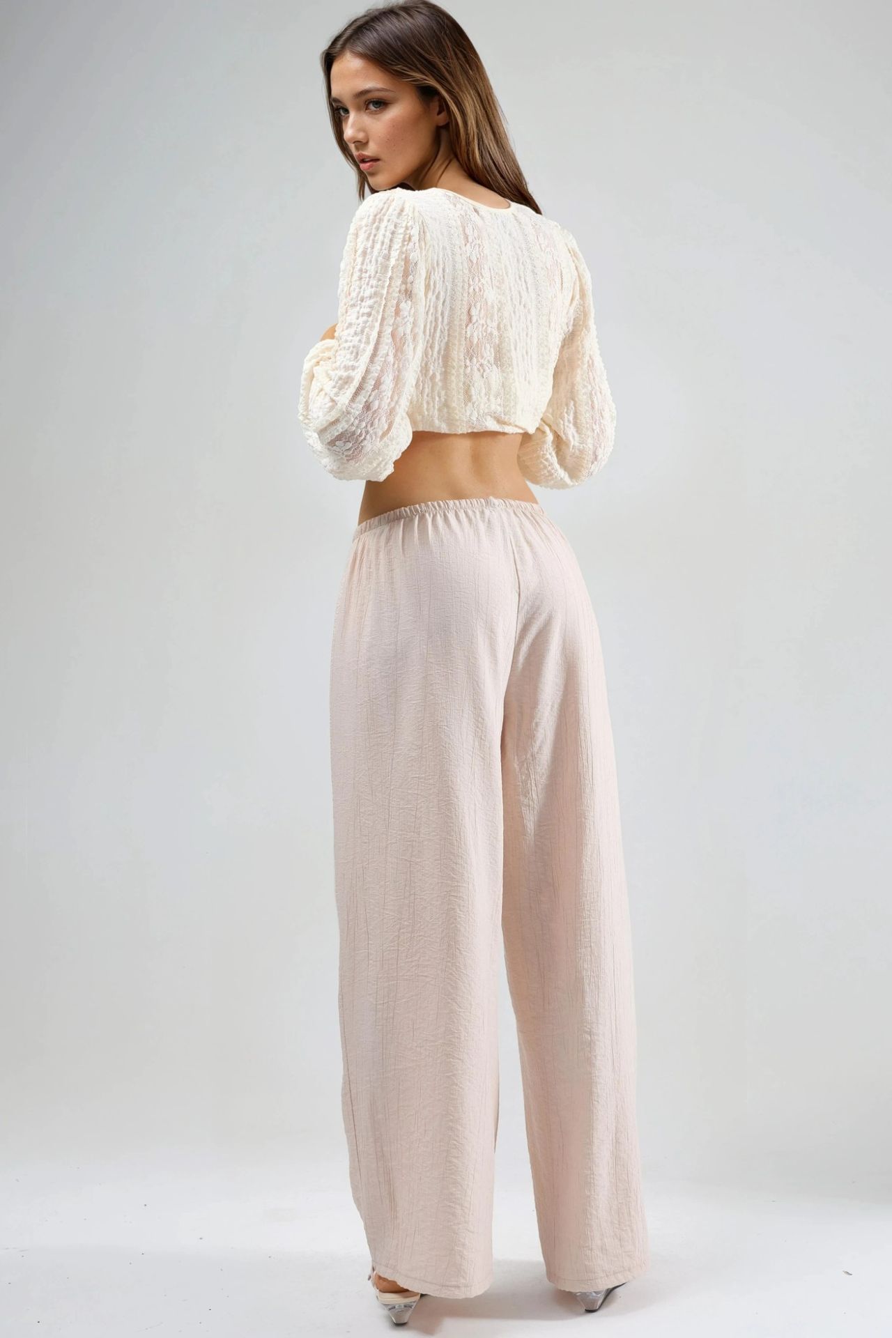 BUSEM Elastic Waist Pants with Tie Detail 3